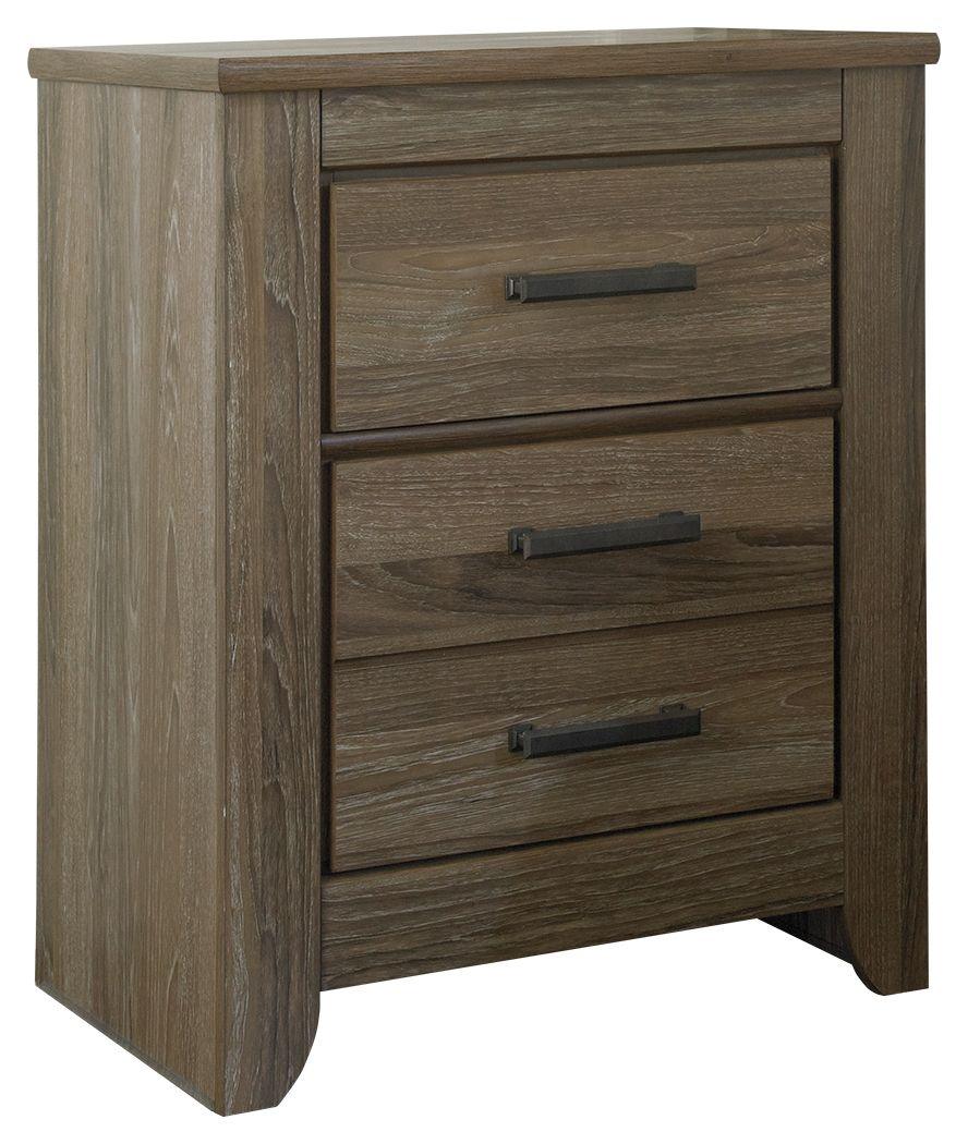 Ashley Furniture - Zelen - Warm Gray - Two Drawer Night Stand - 5th Avenue Furniture