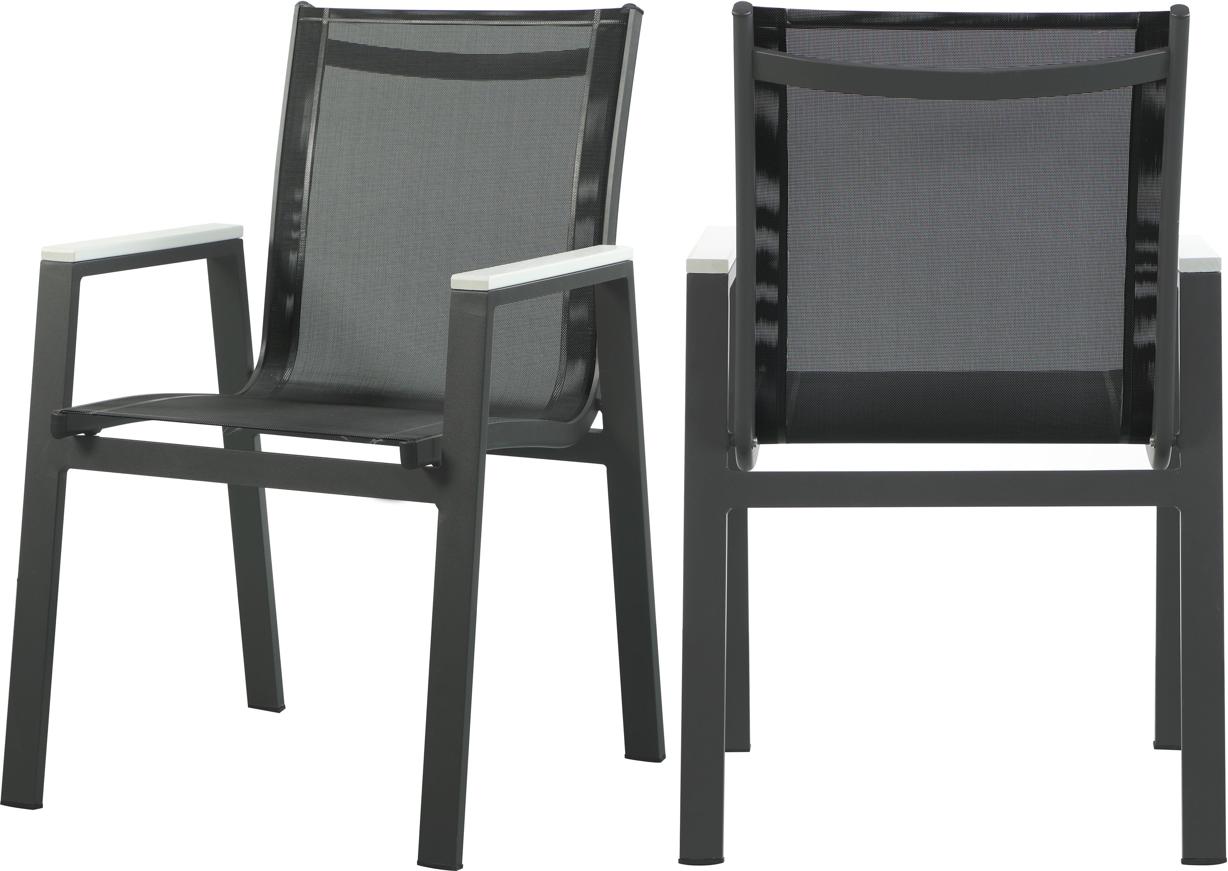 Meridian Furniture - Nizuc - Outdoor Patio Dining Arm Chair (Set of 2) - Black - 5th Avenue Furniture