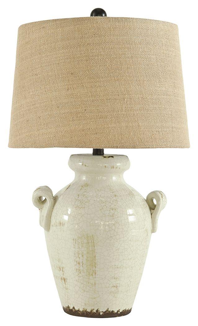 Ashley Furniture - Emelda - Cream - Ceramic Table Lamp - 5th Avenue Furniture