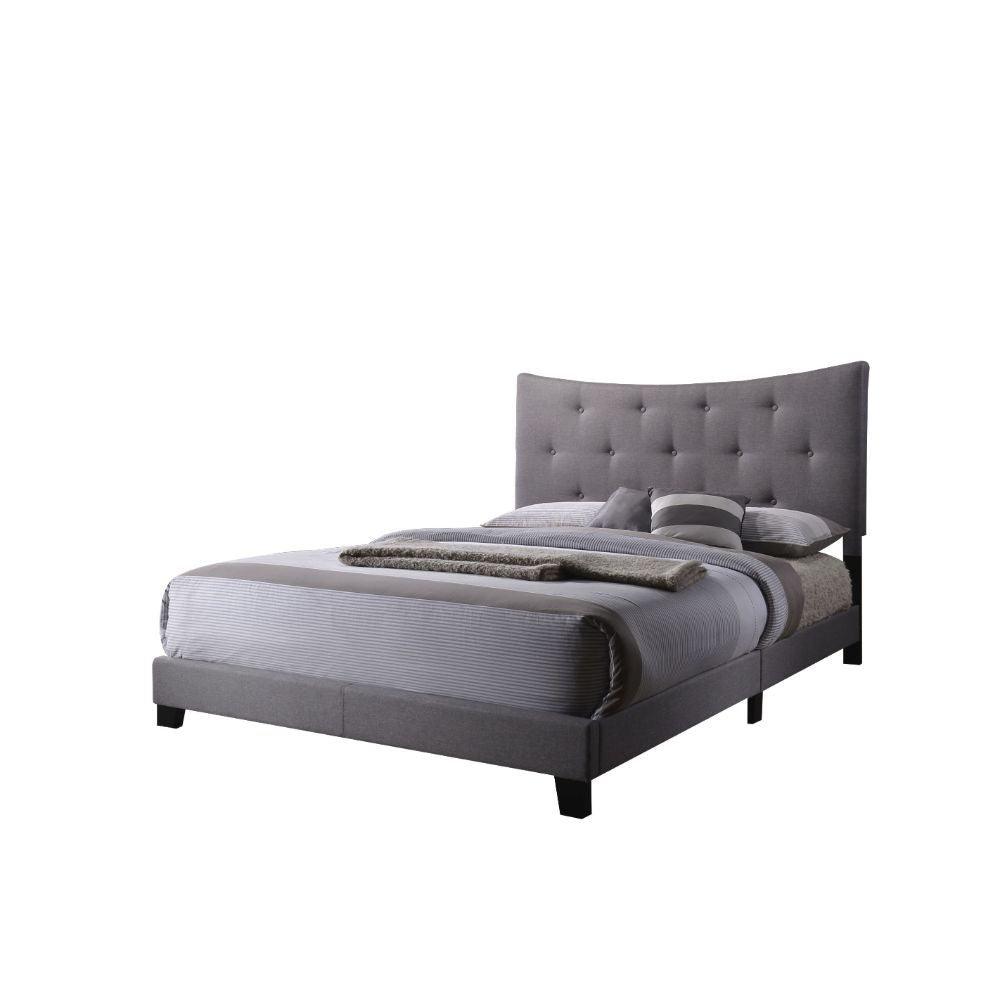 ACME - Venacha - Queen Bed - Gray Fabric - 5th Avenue Furniture