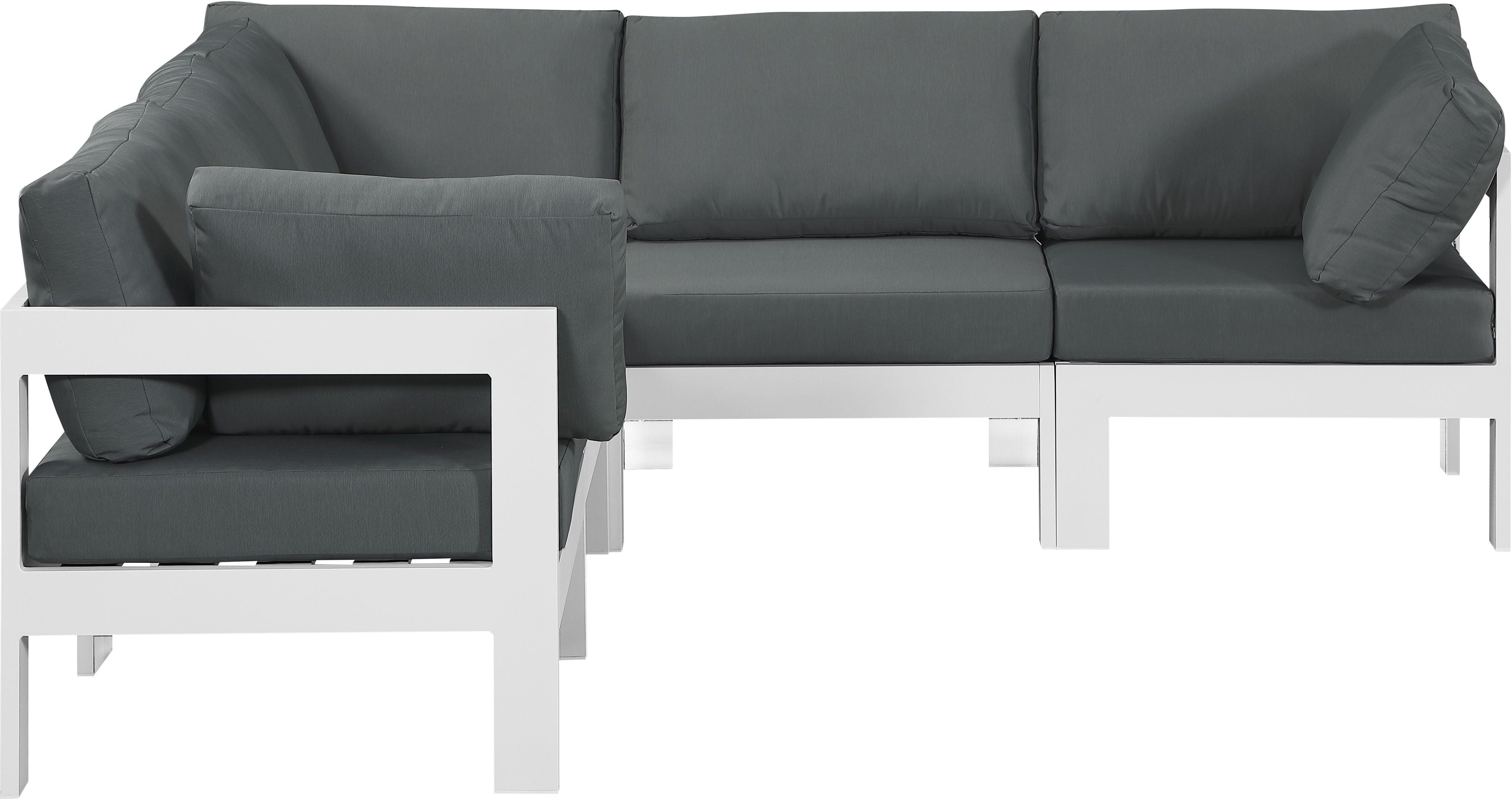 Meridian Furniture - Nizuc - Outdoor Patio Modular Sectional 5 Piece - Grey - Metal - 5th Avenue Furniture