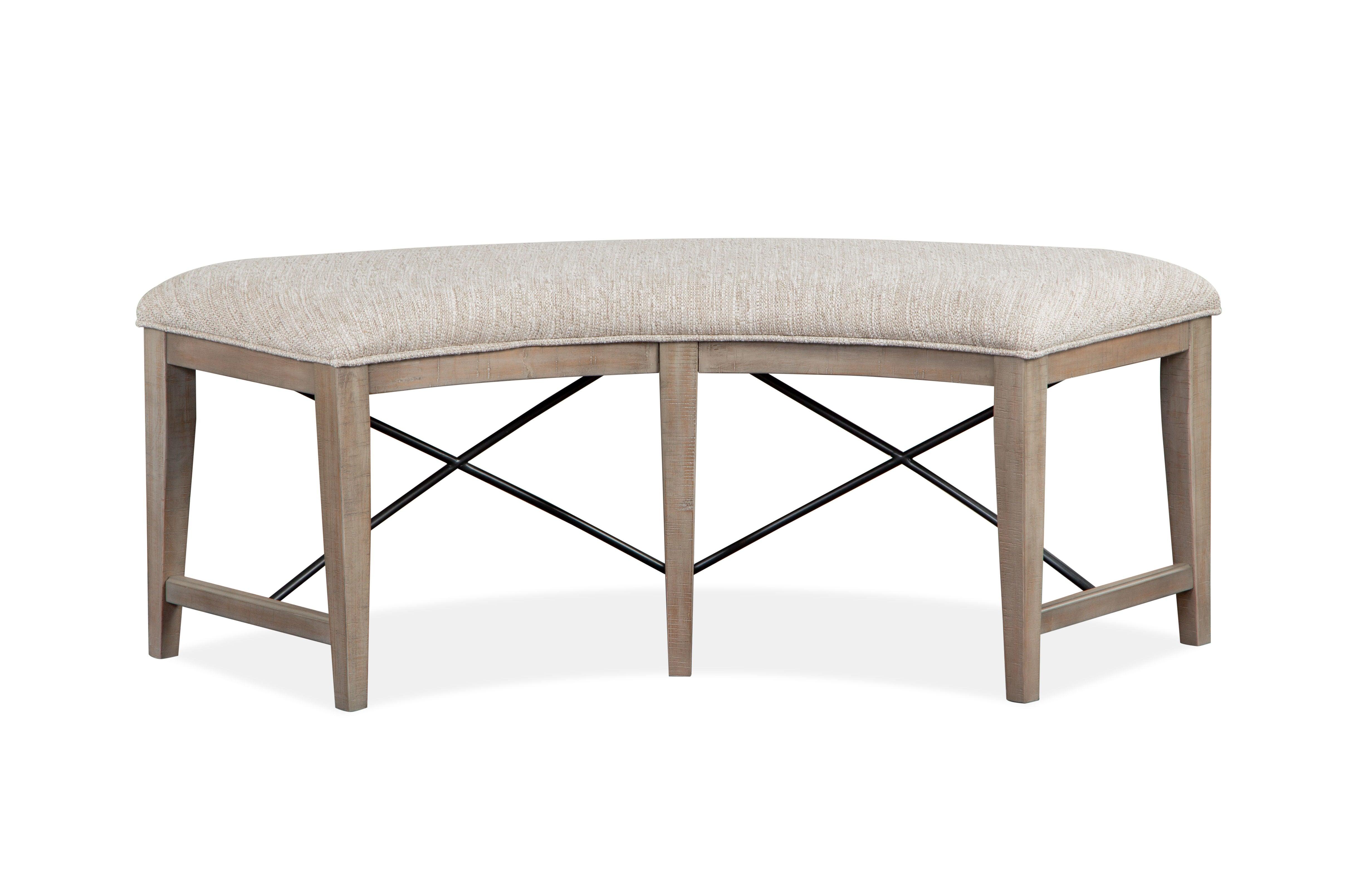 Magnussen Furniture - Paxton Place - Curved Bench With Upholstered Seat - Dovetail Grey - 5th Avenue Furniture