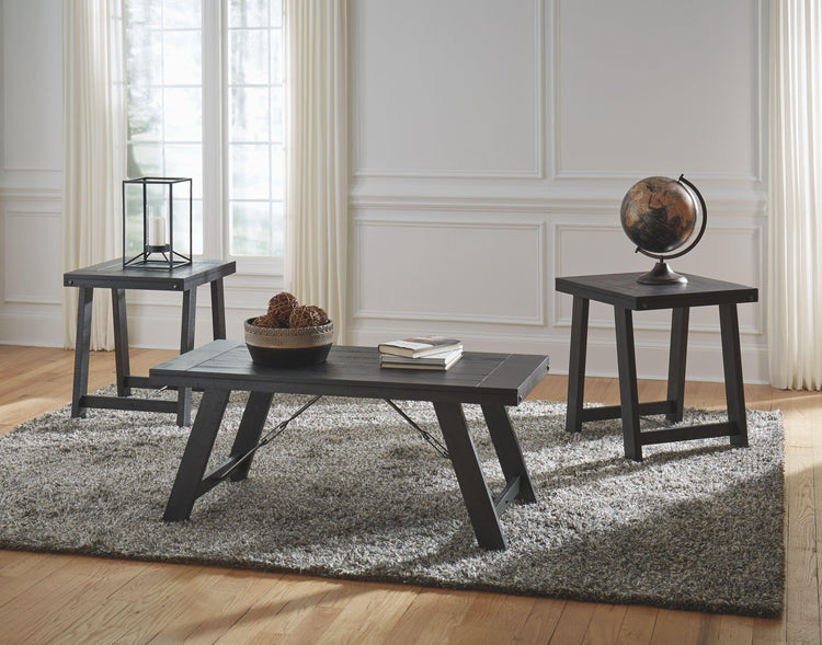 Ashley Furniture - Noorbrook - Black / Pewter - Occasional Table Set (Set of 3) - 5th Avenue Furniture