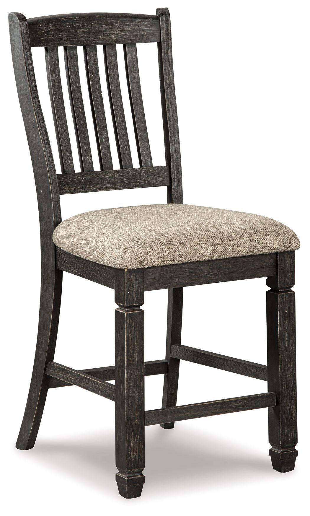 Ashley Furniture - Tyler - Black / Grayish Brown - Upholstered Barstool (Set of 2) - 5th Avenue Furniture
