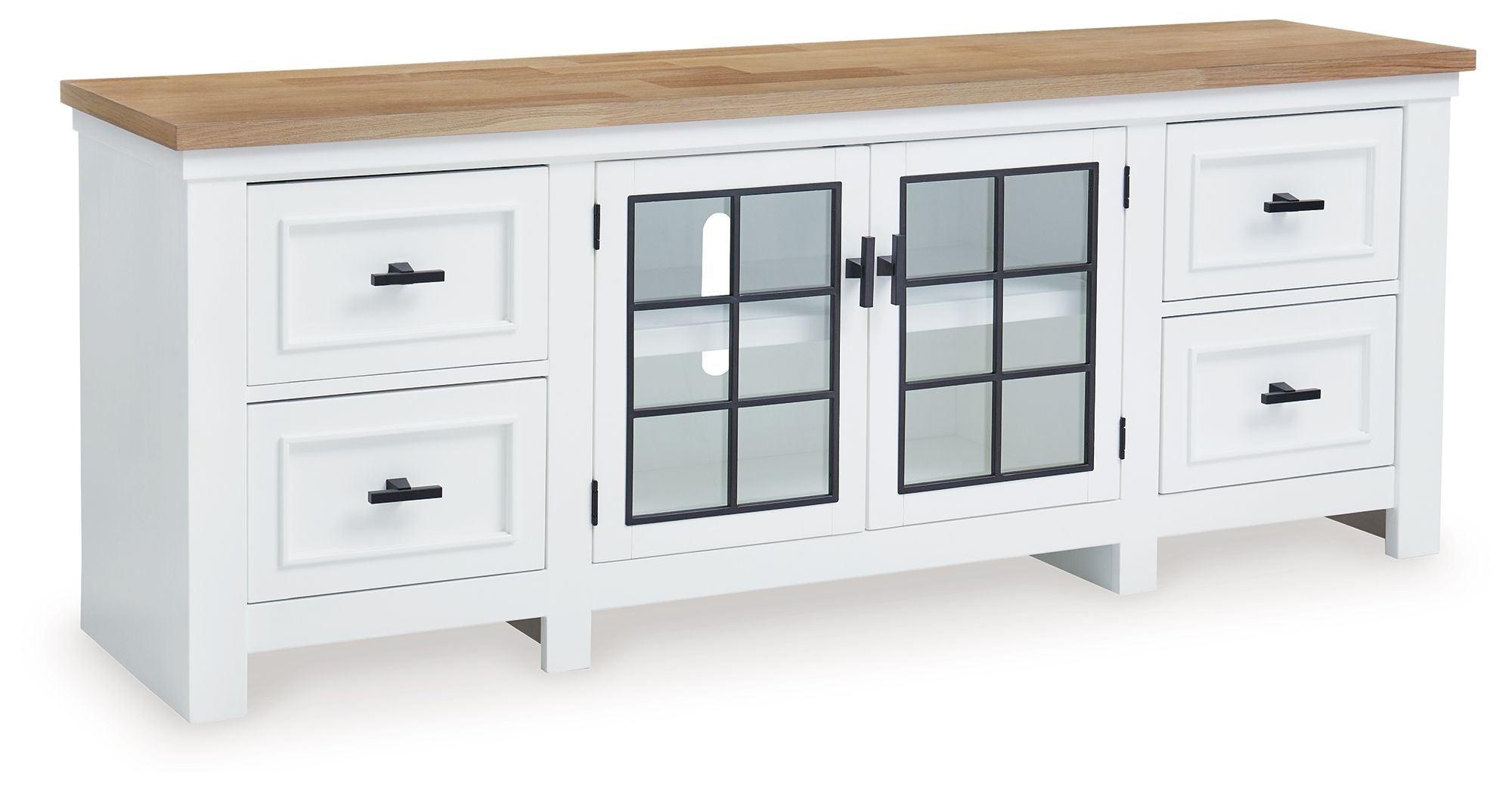 Signature Design by Ashley® - Ashbryn - White / Natural - Extra Large TV Stand - 5th Avenue Furniture