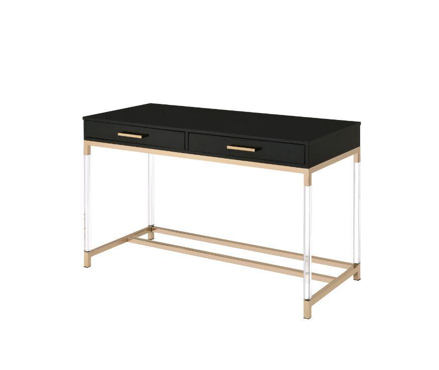 ACME - Adiel - Desk - Black & Gold Finish - 5th Avenue Furniture