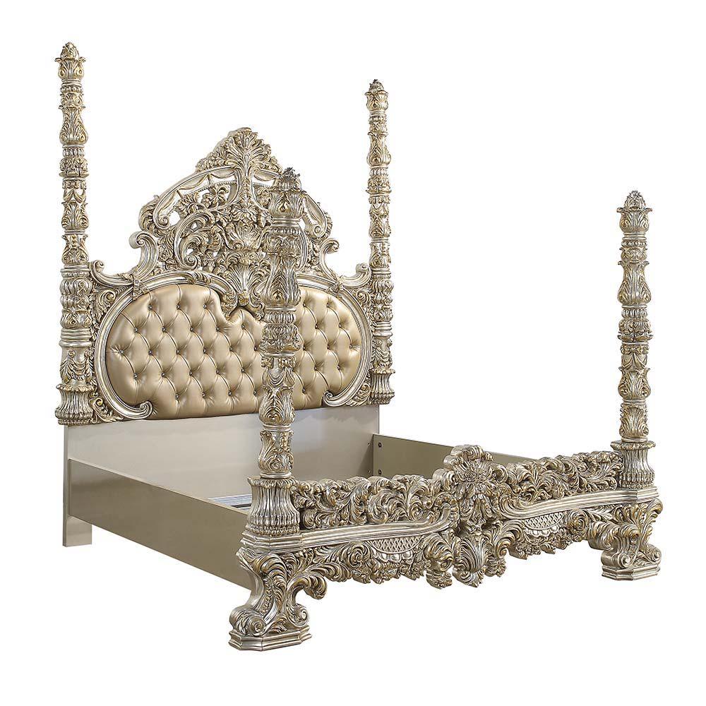ACME - Danae - Eastern King Bed - PU, Champagne & Gold Finish - 5th Avenue Furniture