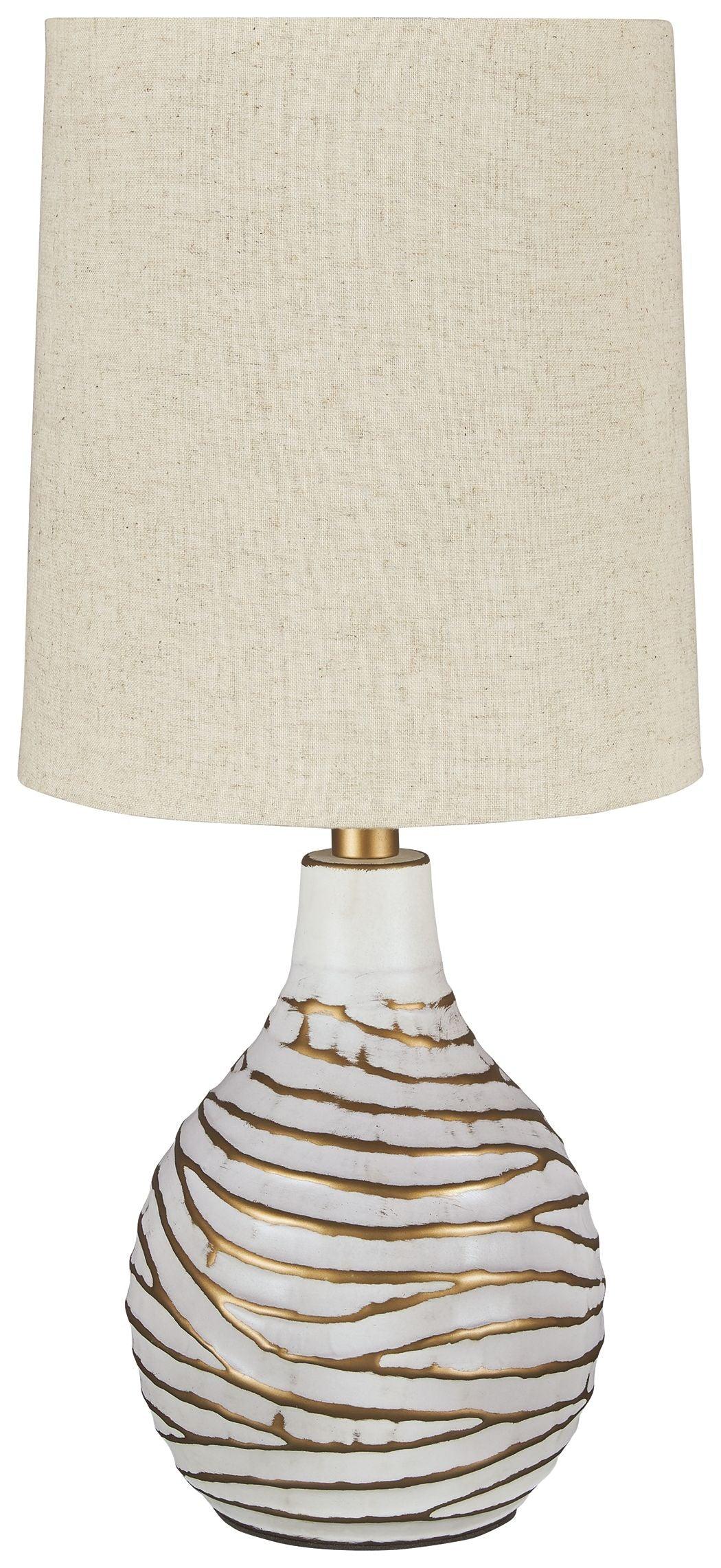 Ashley Furniture - Aleela - White / Gold Finish - Metal Table Lamp - 5th Avenue Furniture