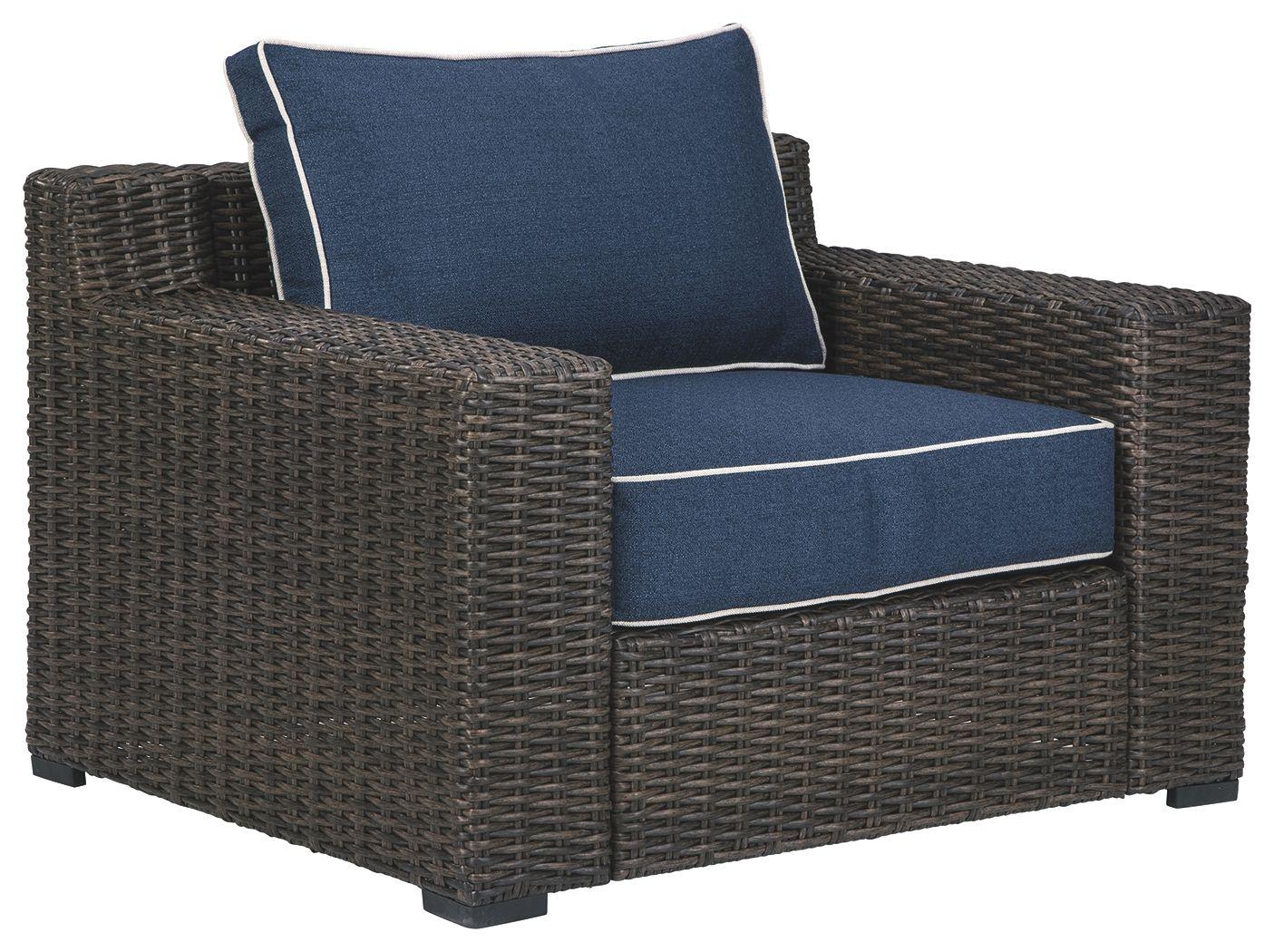 Ashley Furniture - Grasson - Brown / Blue - Lounge Chair W/Cushion - 5th Avenue Furniture