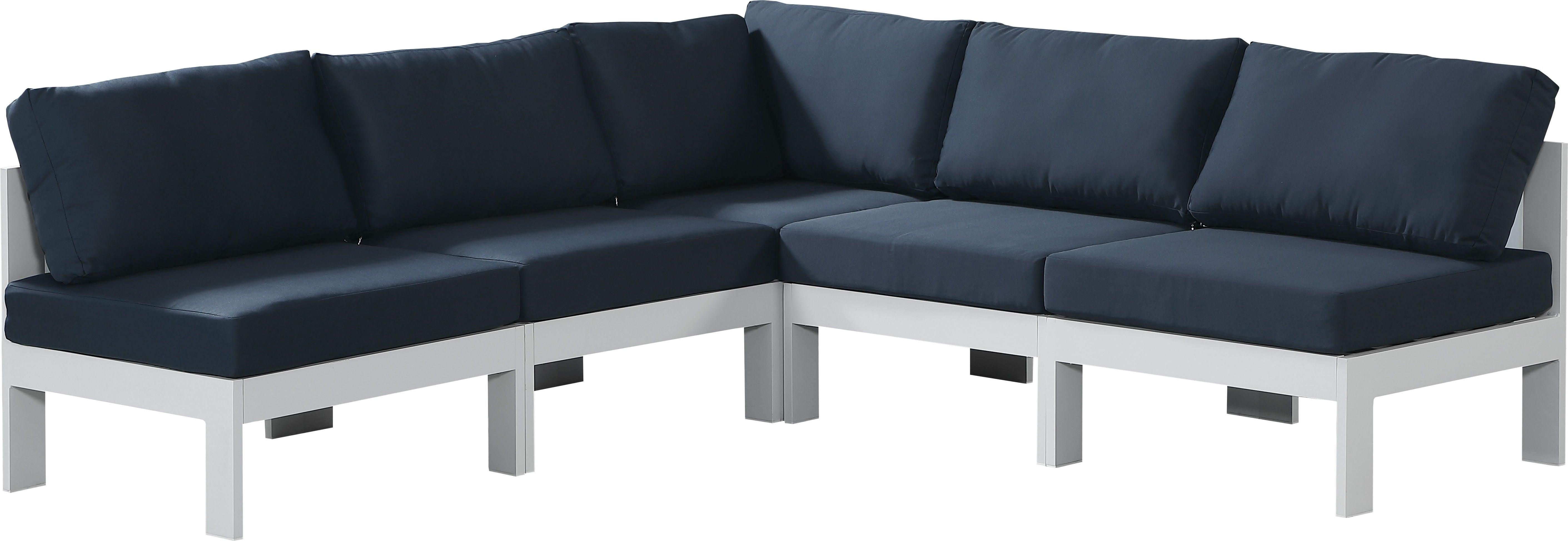Meridian Furniture - Nizuc - Outdoor Patio Modular Sectional 5 Piece - Navy - Fabric - Modern & Contemporary - 5th Avenue Furniture