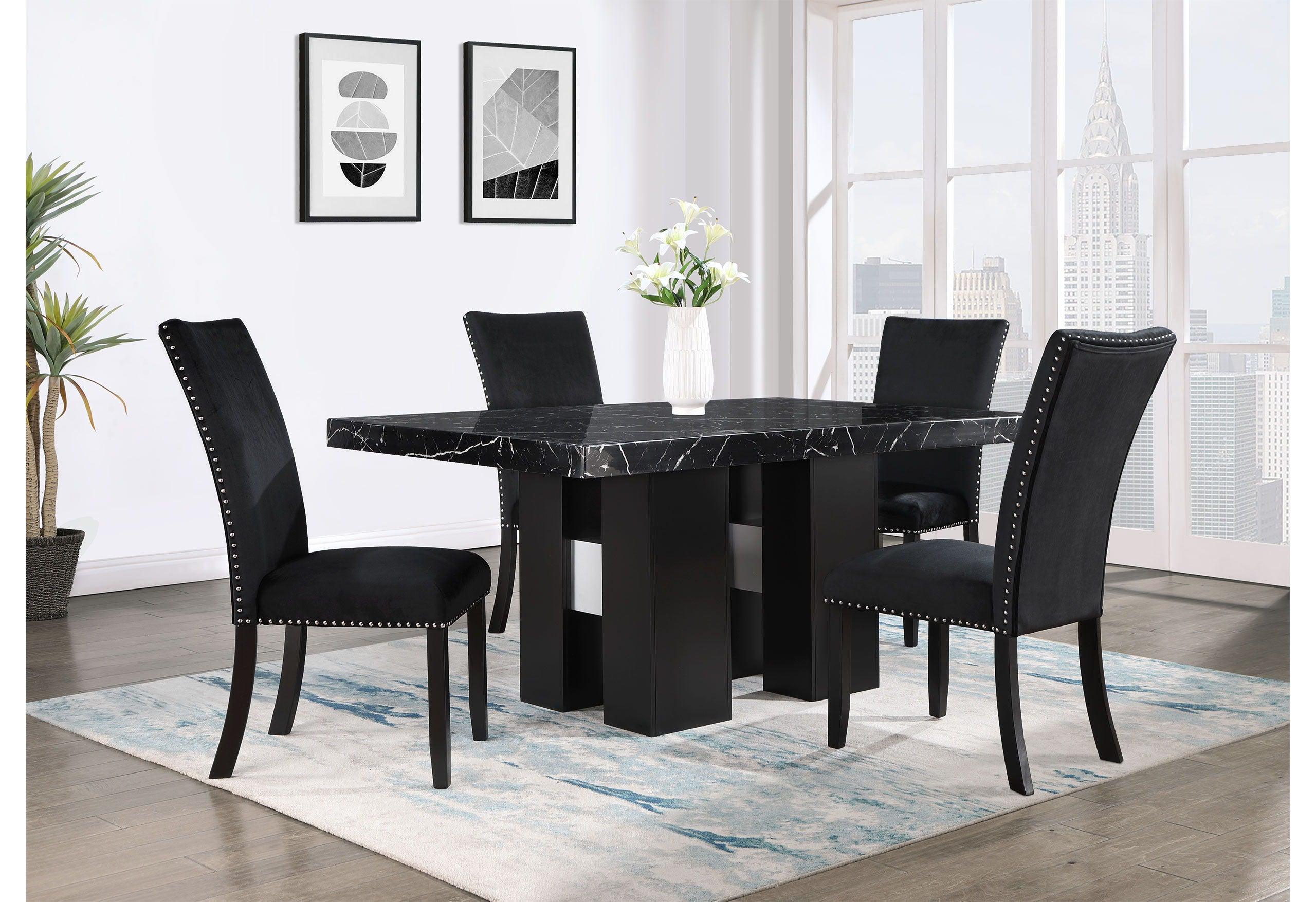 Room Table Set Black Marble Table Dining 2220 MARBLE TOP COUNTER