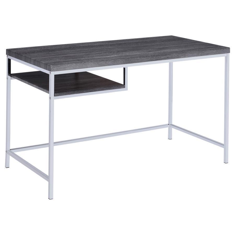 CoasterEssence - Kravitz - Rectangular Writing Desk - Weathered Gray And Chrome - 5th Avenue Furniture
