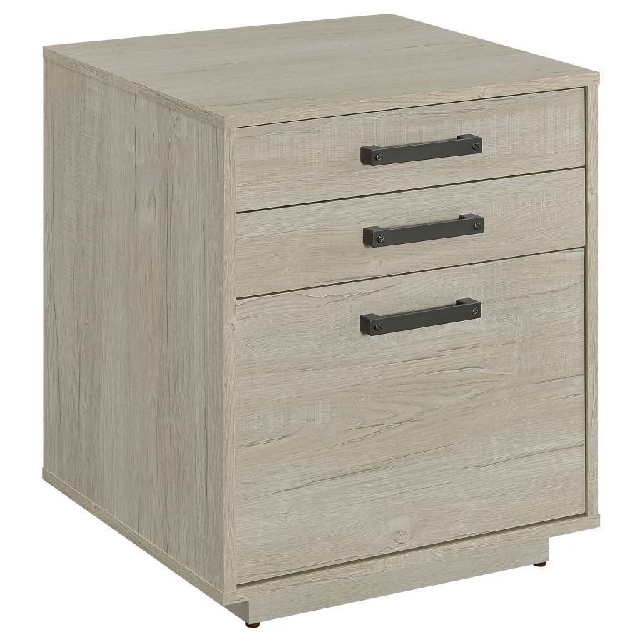 CoasterEssence - Loomis - 3-Drawer Square File Cabinet - Whitewashed Gray - 5th Avenue Furniture