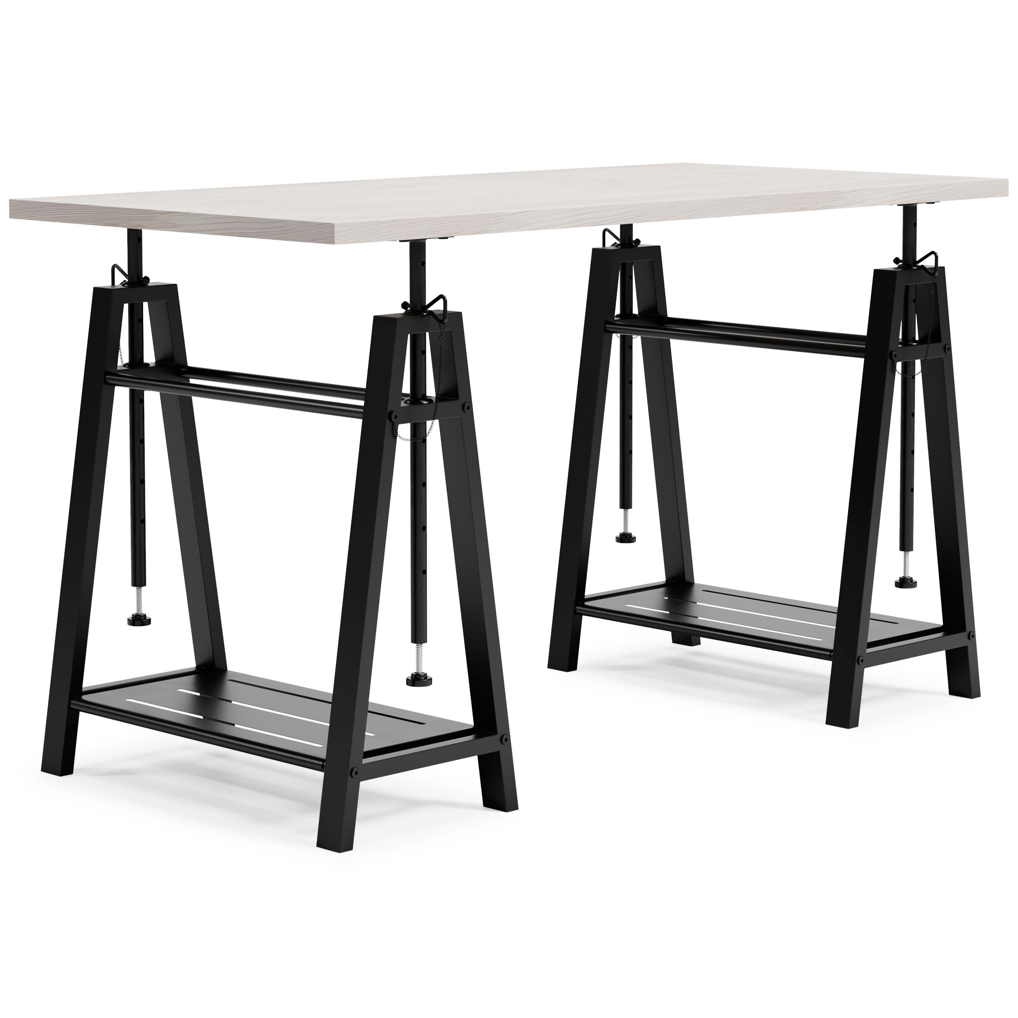 Ashley Furniture - Bayflynn - White / Black - Adjustable Height Desk - 5th Avenue Furniture