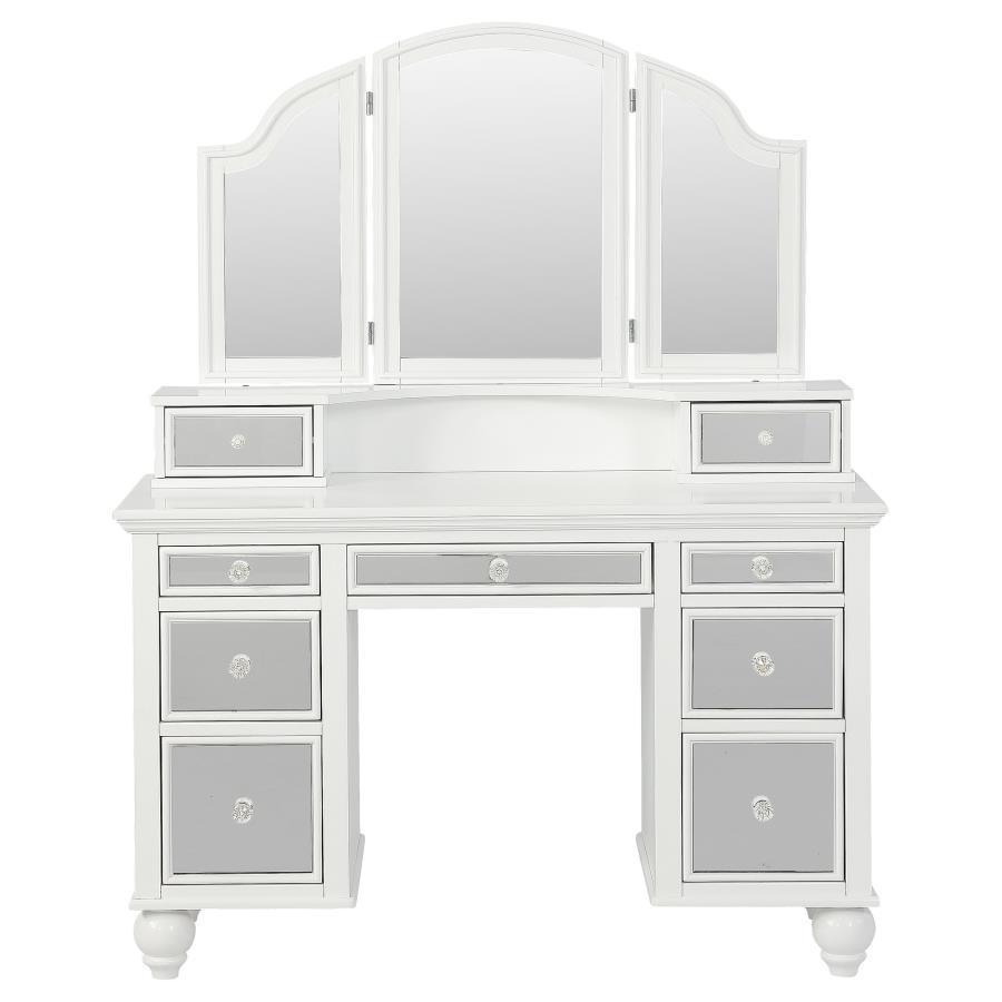 CoasterElevations - Reinhart - Reinhart 2 Piece Vanity Set - White And Beige - 5th Avenue Furniture