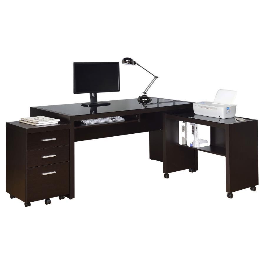 CoasterEveryday - Skeena - 3 Piece Home Office Set - Cappuccino - 5th Avenue Furniture
