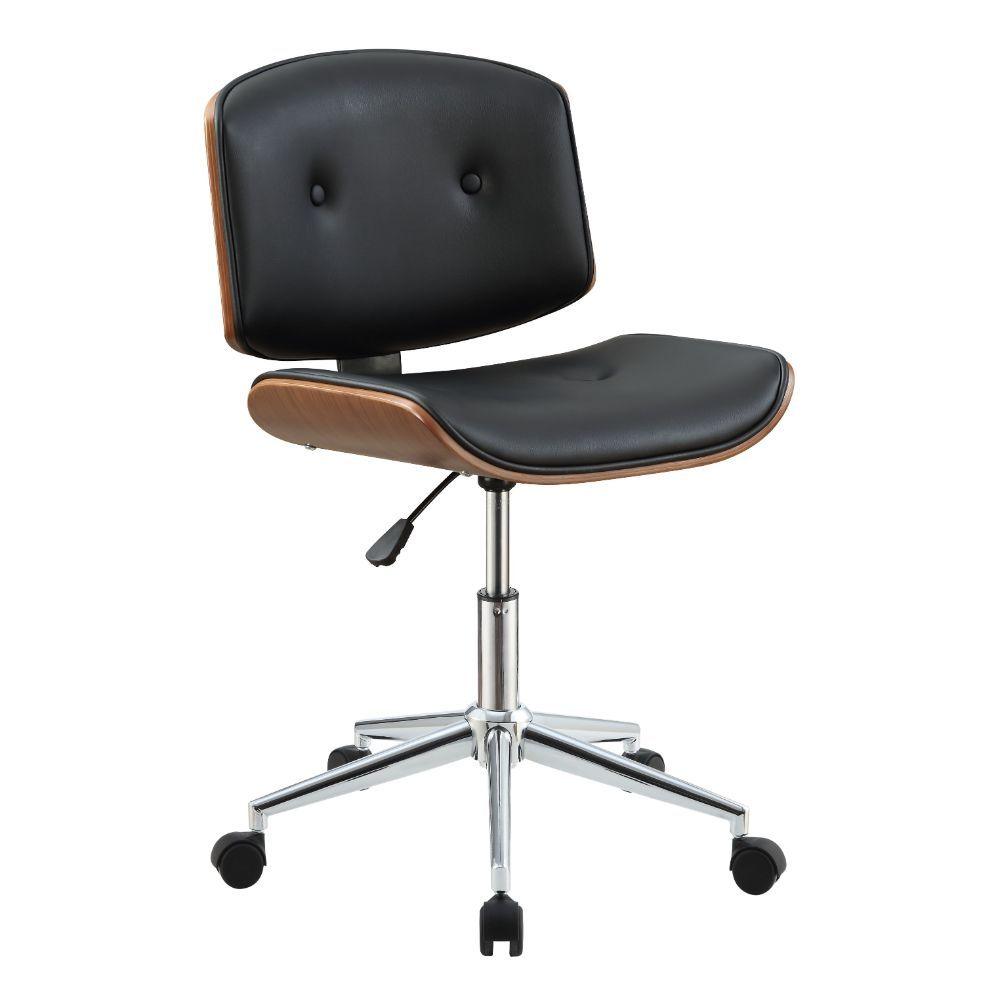ACME - Camila - Office Chair - Black PU & Walnut - 36" - 5th Avenue Furniture