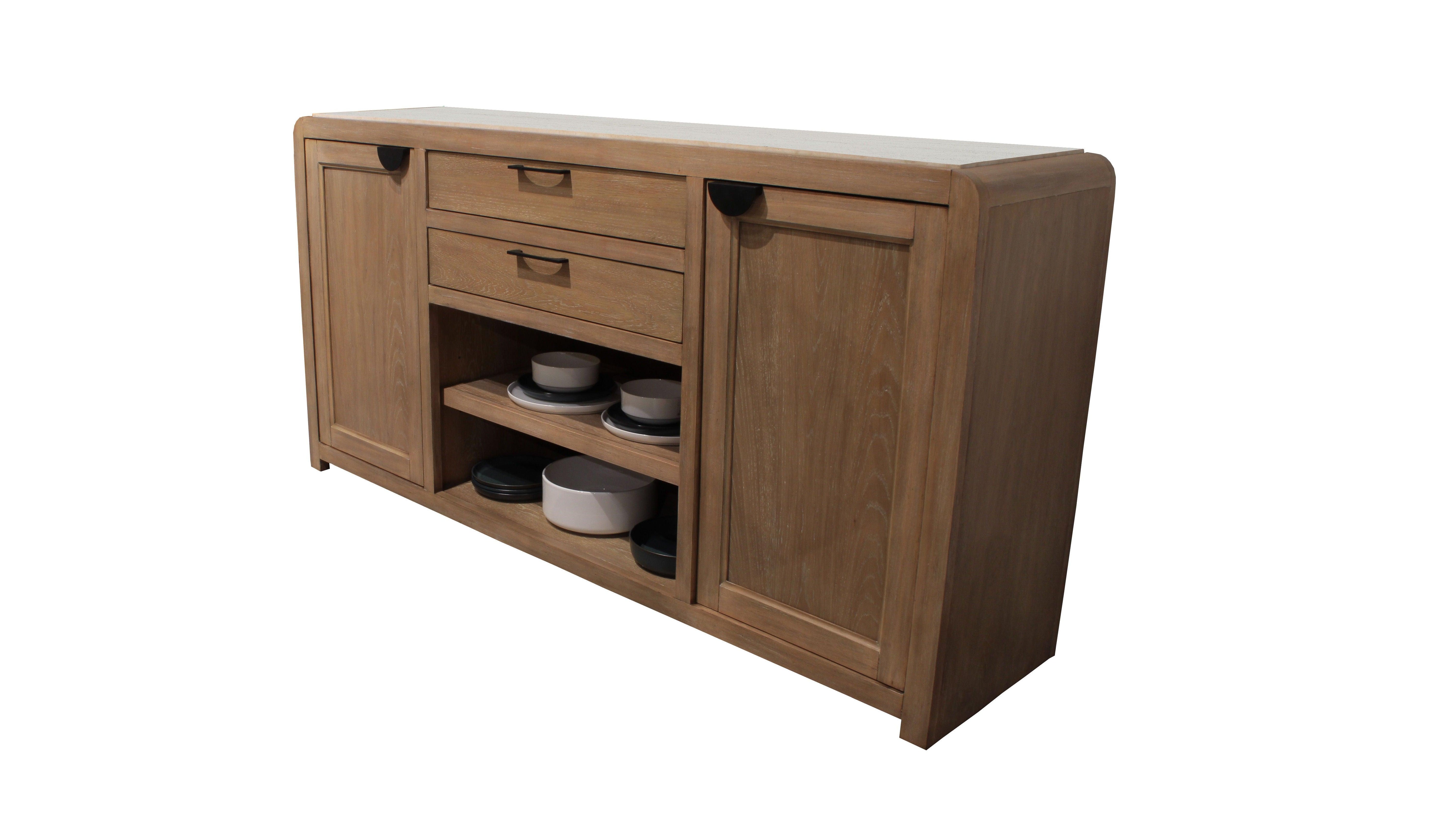 Parker House Furniture - Escape - Dining 72 In. Buffet Server With Stone Top - Glazed Natural Oak Natural Cane Vanilla Bean Stone - 5th Avenue Furniture