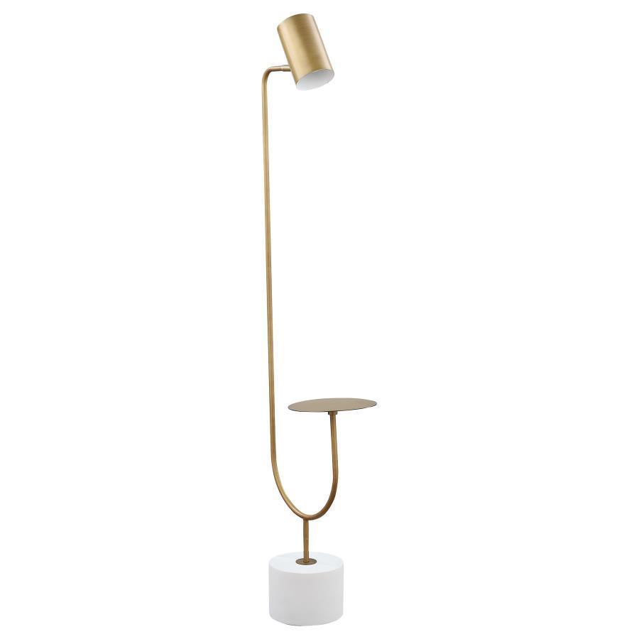 CoasterEssence - Jodie - Round Base Floor Lamp - Antique Brass And Gray - 5th Avenue Furniture