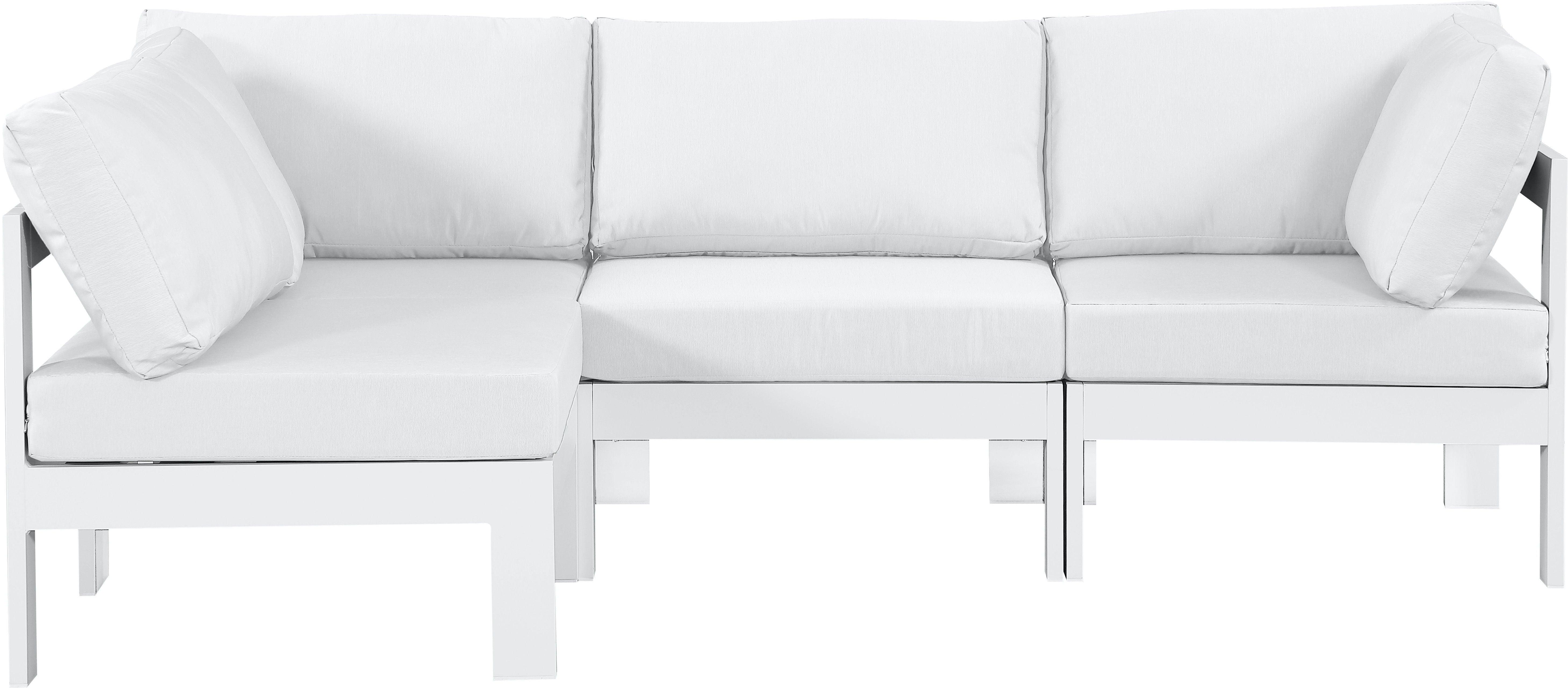 Meridian Furniture - Nizuc - Outdoor Patio Modular Sectional 4 Piece - White - 5th Avenue Furniture