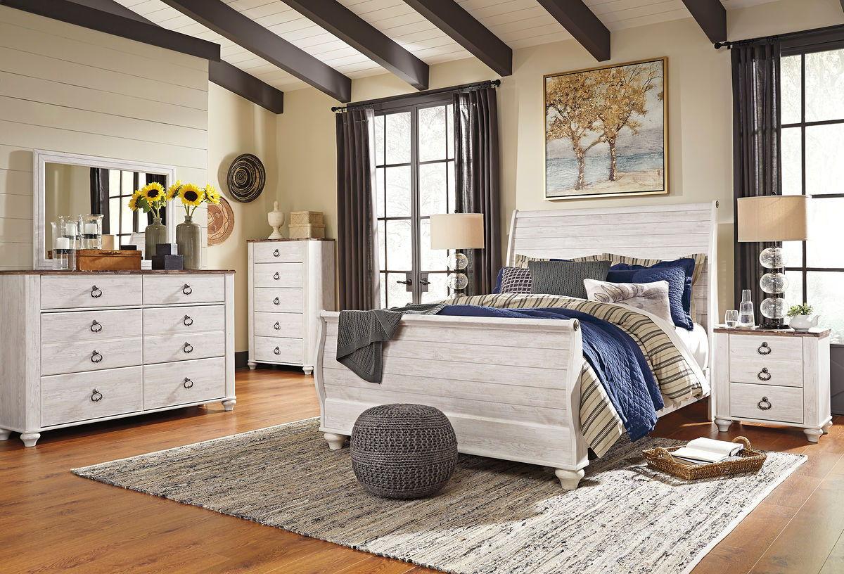 Signature Design by Ashley® - Willowton - Sleigh Bedroom Set - 5th Avenue Furniture