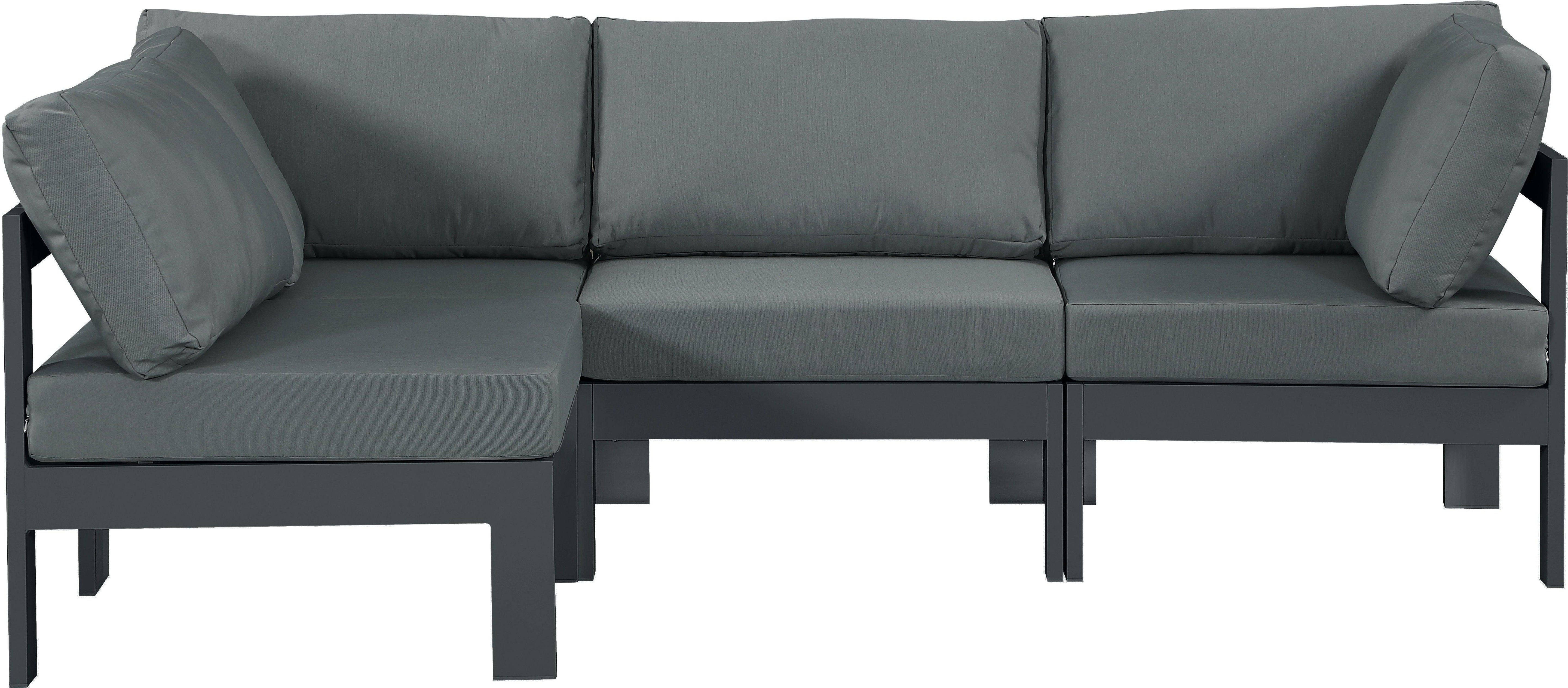 Meridian Furniture - Nizuc - Outdoor Patio Modular Sectional 4 Piece - Grey - 5th Avenue Furniture