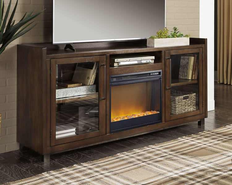 Signature Design by Ashley® - Starmore - Brown - 70" TV Stand With Glass/Stone Fireplace Insert - 5th Avenue Furniture