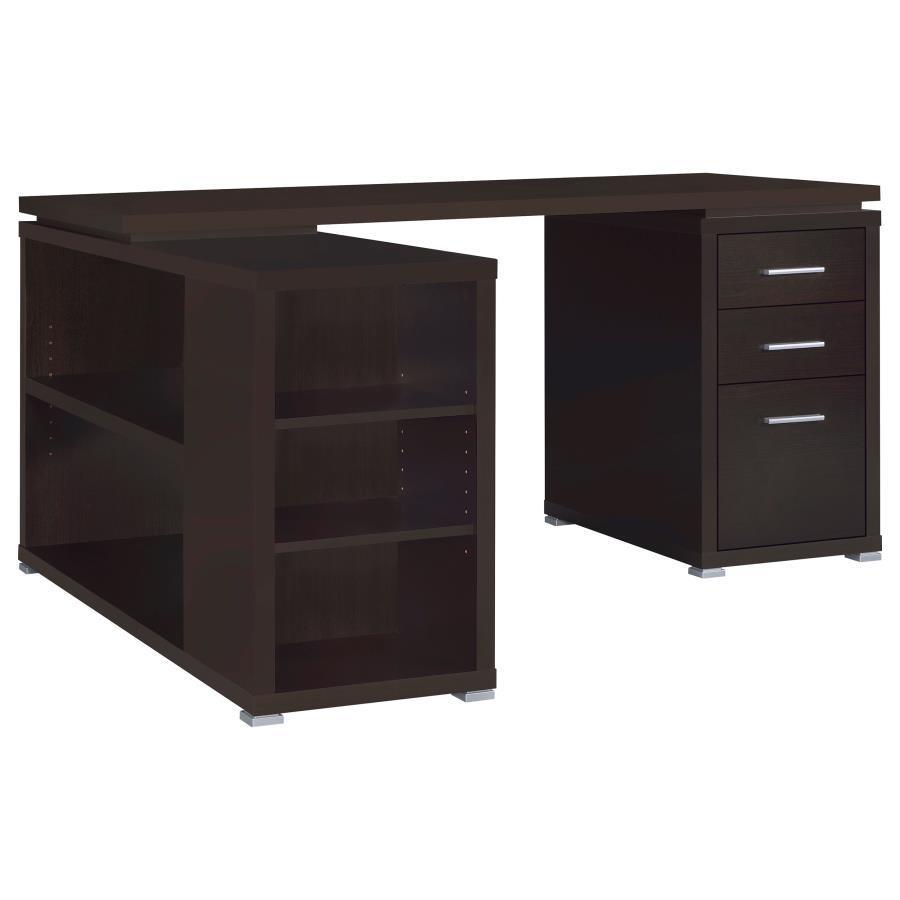 CoasterEveryday - Yvette - L-Shape Office Desk - Wood - Cappuccino - 5th Avenue Furniture