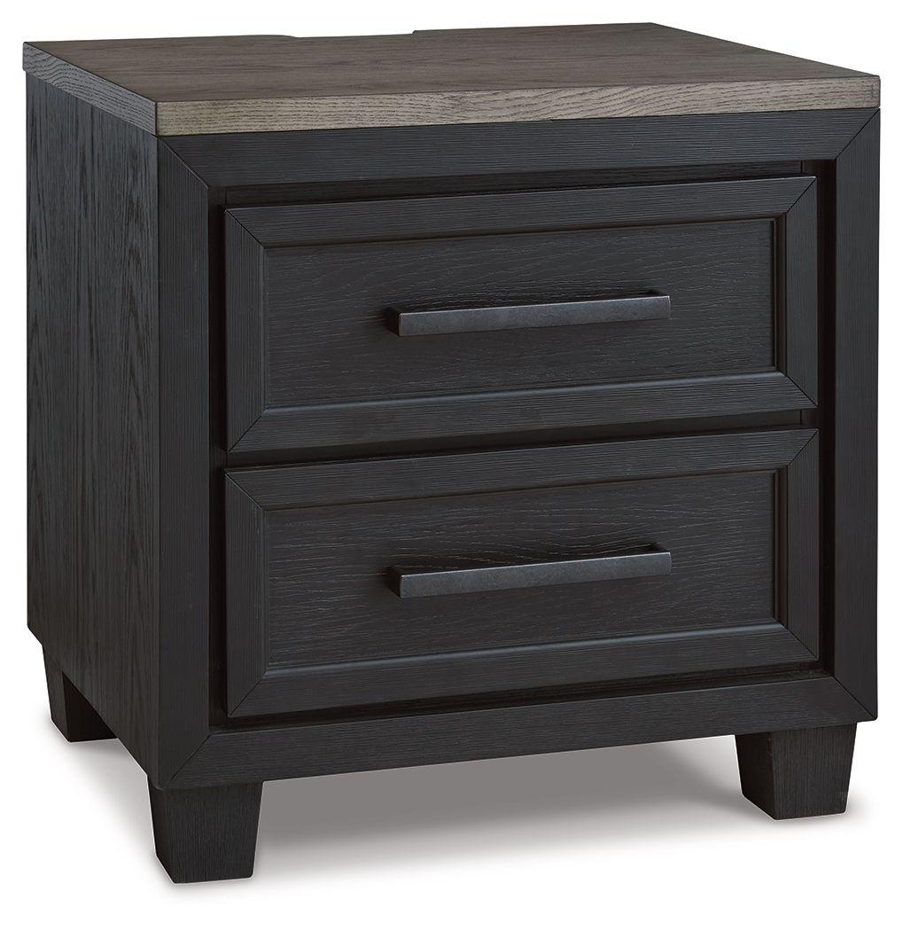 Signature Design by Ashley® - Foyland - Black / Brown - Two Drawer Night Stand - 5th Avenue Furniture