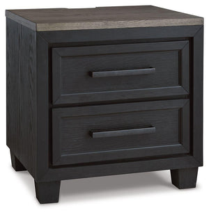 Signature Design by Ashley® - Foyland - Black / Brown - Two Drawer Night Stand - 5th Avenue Furniture