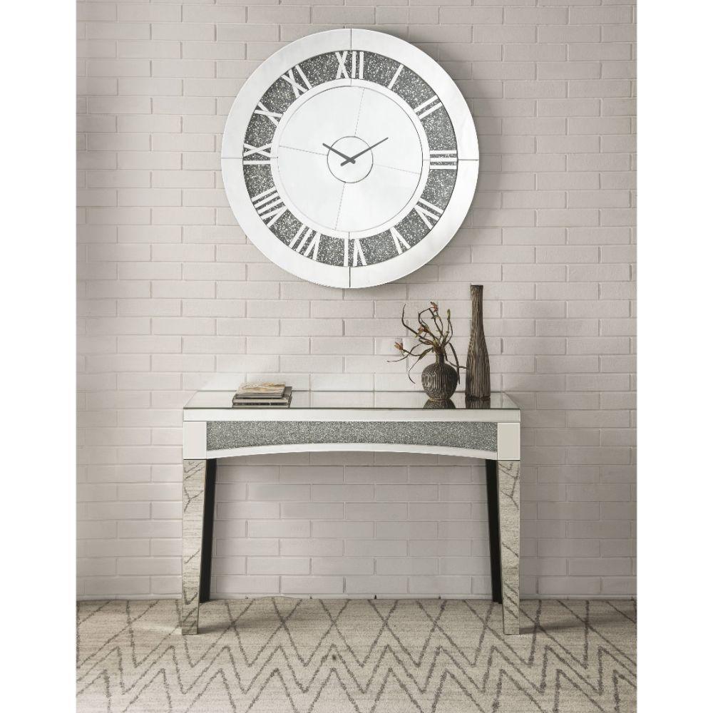 ACME - Noralie - Wall Clock - Mirrored & Faux Diamonds - 39" - 5th Avenue Furniture