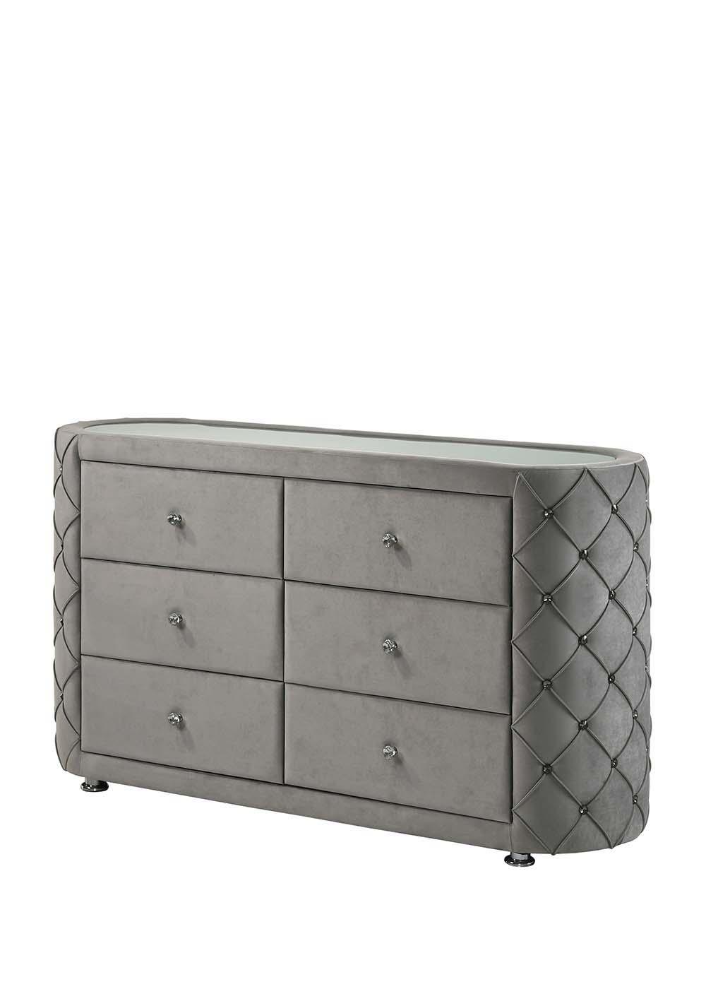 ACME - Perine - Dresser - Gray Velvet - 5th Avenue Furniture