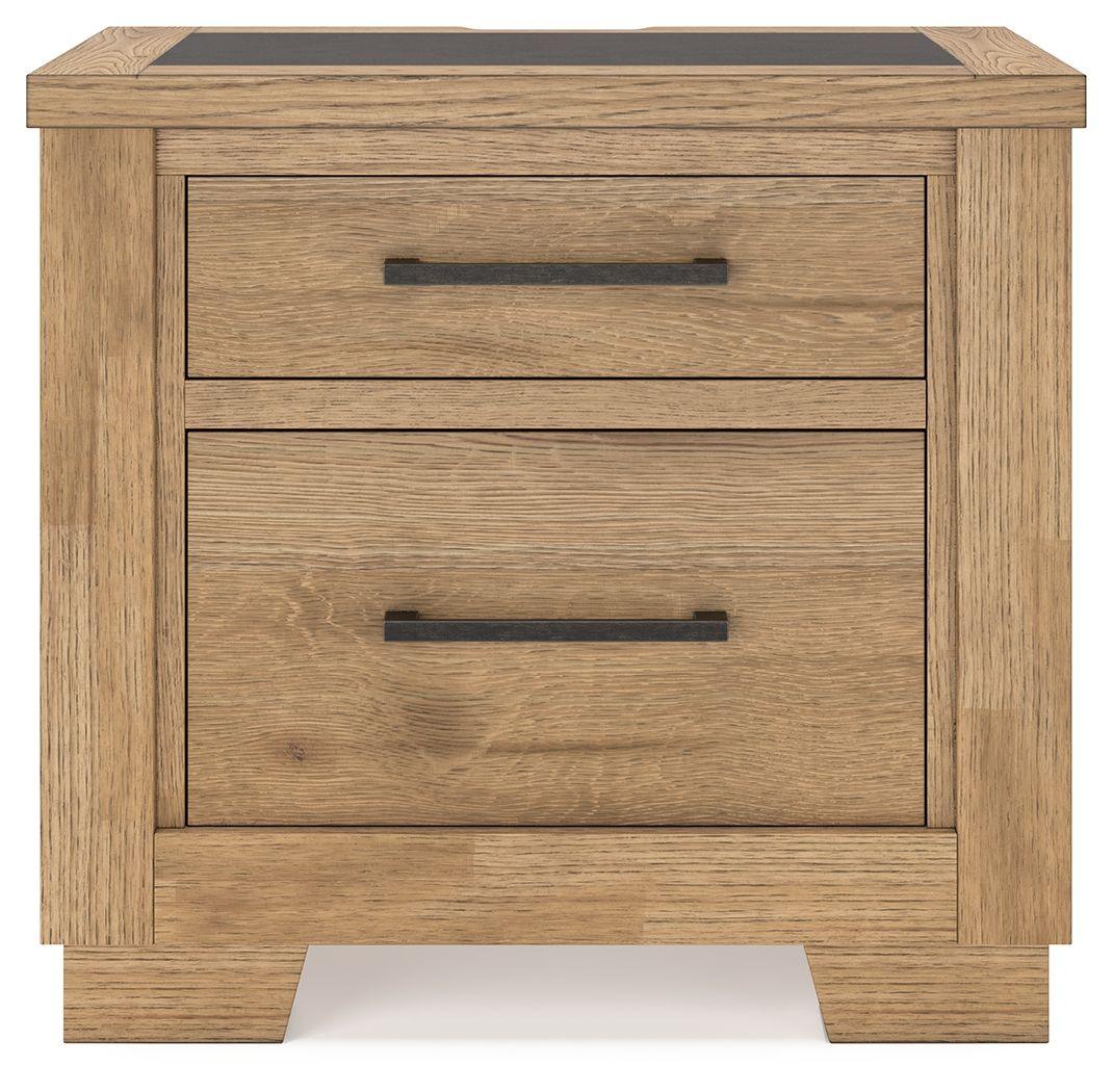 Signature Design by Ashley® - Galliden - Light Brown - Two Drawer Night Stand - 5th Avenue Furniture