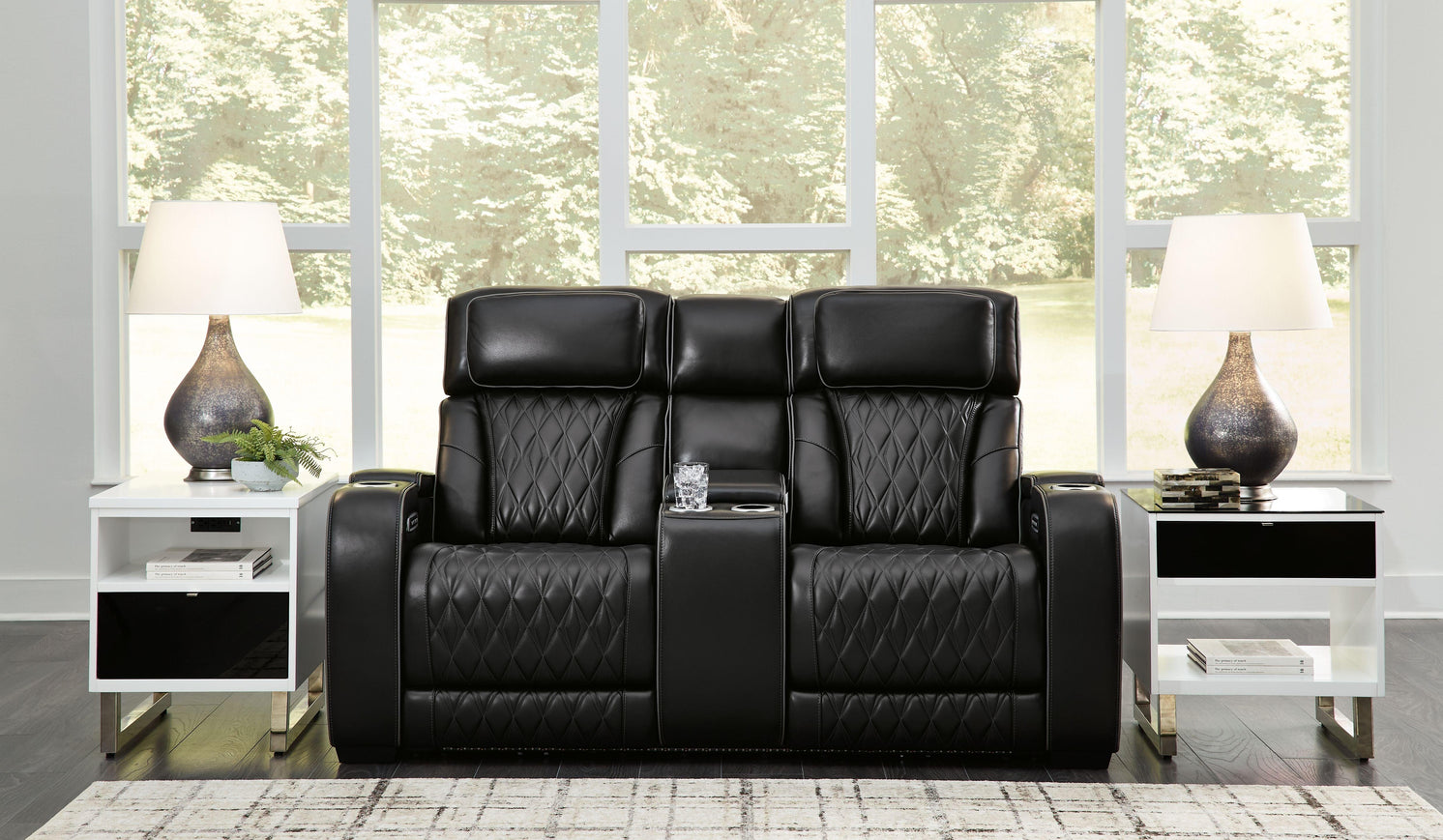 Signature Design by Ashley® - Boyington - Power Reclining Loveseat With Console/Adj Hdrst - 5th Avenue Furniture