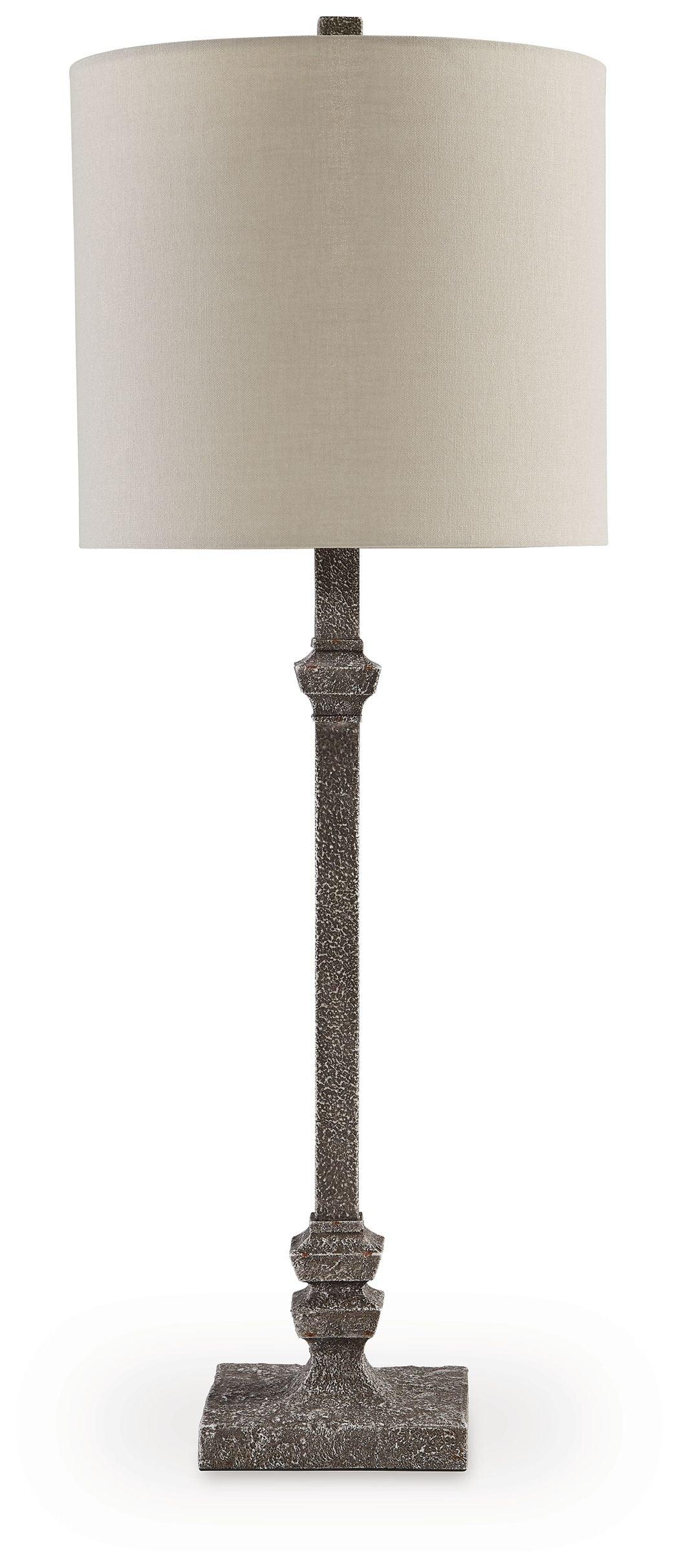 Signature Design by Ashley® - Oralieville - Distressed Gray - Poly Accent Lamp - 5th Avenue Furniture