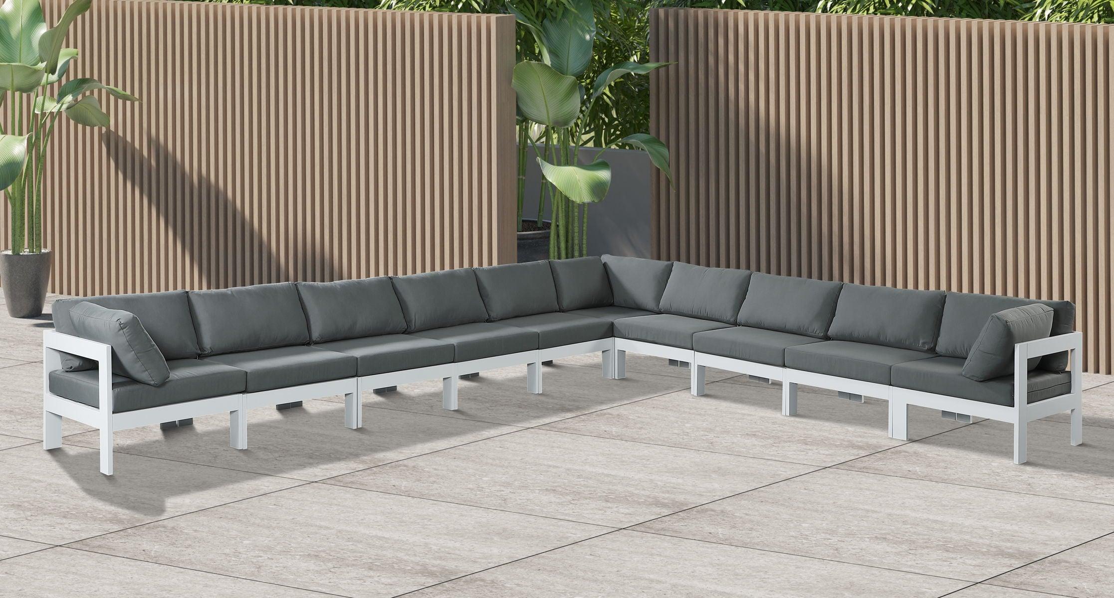 Meridian Furniture - Nizuc - Outdoor Patio Modular Sectional - Grey - Modern & Contemporary - 5th Avenue Furniture