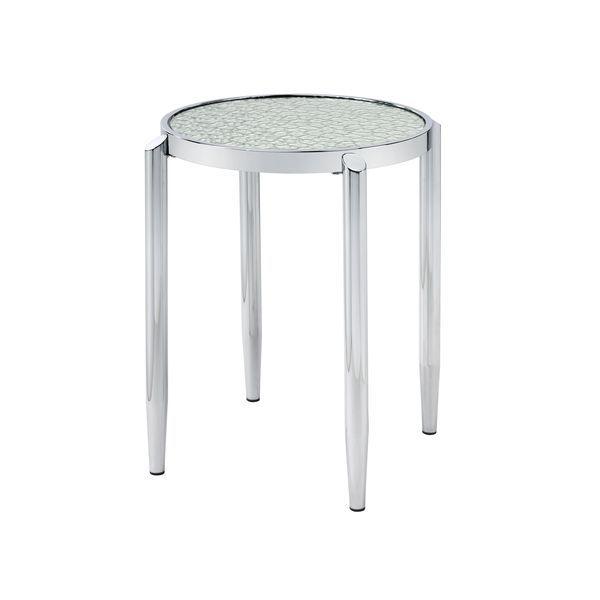 ACME - Abbe - End Table - Glass & Chrome Finish - 5th Avenue Furniture
