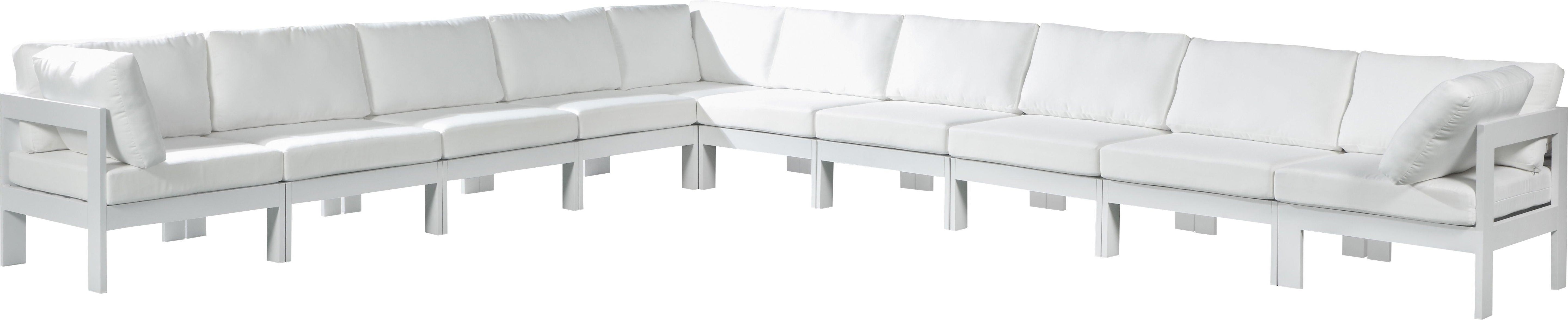 Meridian Furniture - Nizuc - Outdoor Patio Modular Sectional 10 Piece - White - Modern & Contemporary - 5th Avenue Furniture