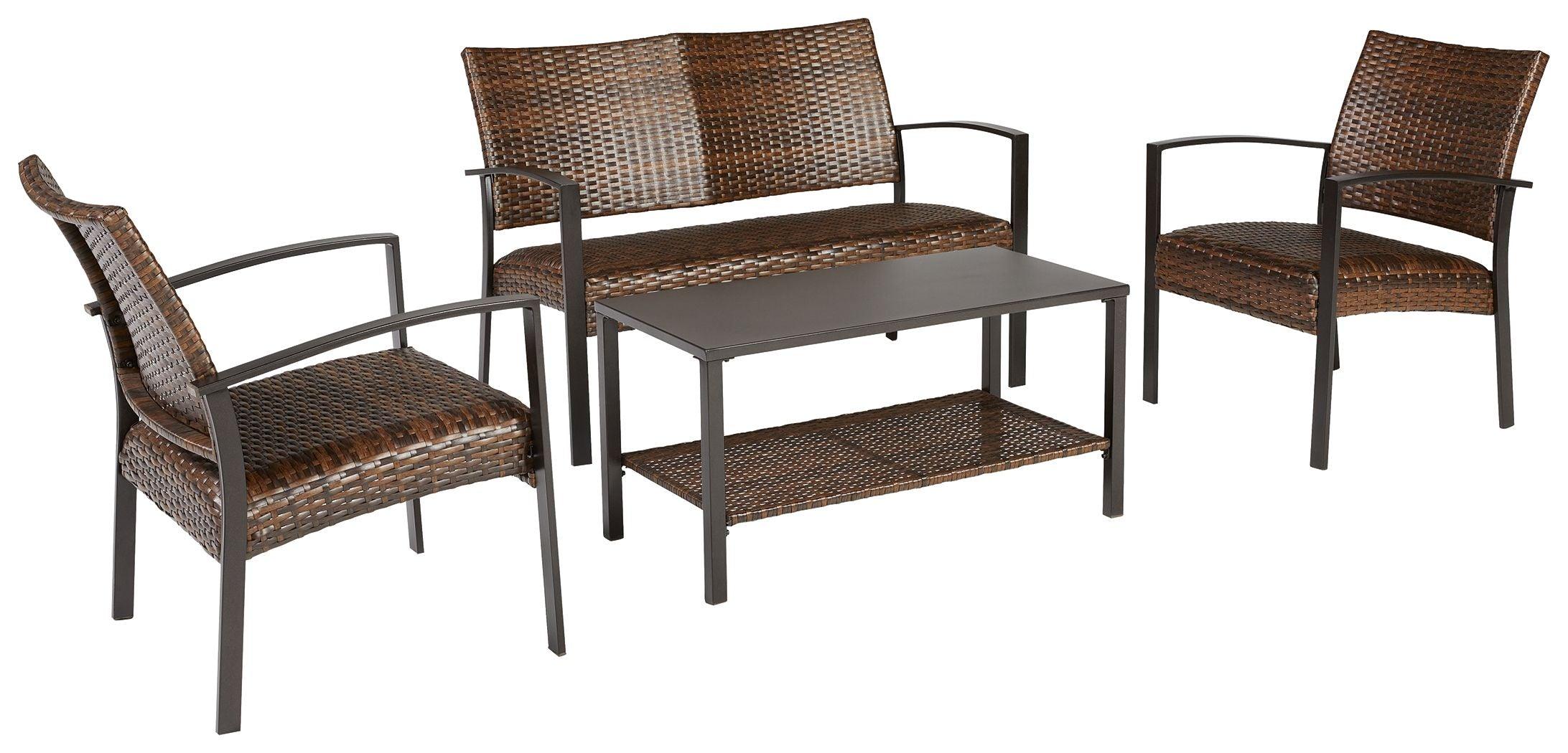 Ashley Furniture - Zariyah - Dark Brown - Love/Chairs/Table Set (Set of 4) - 5th Avenue Furniture