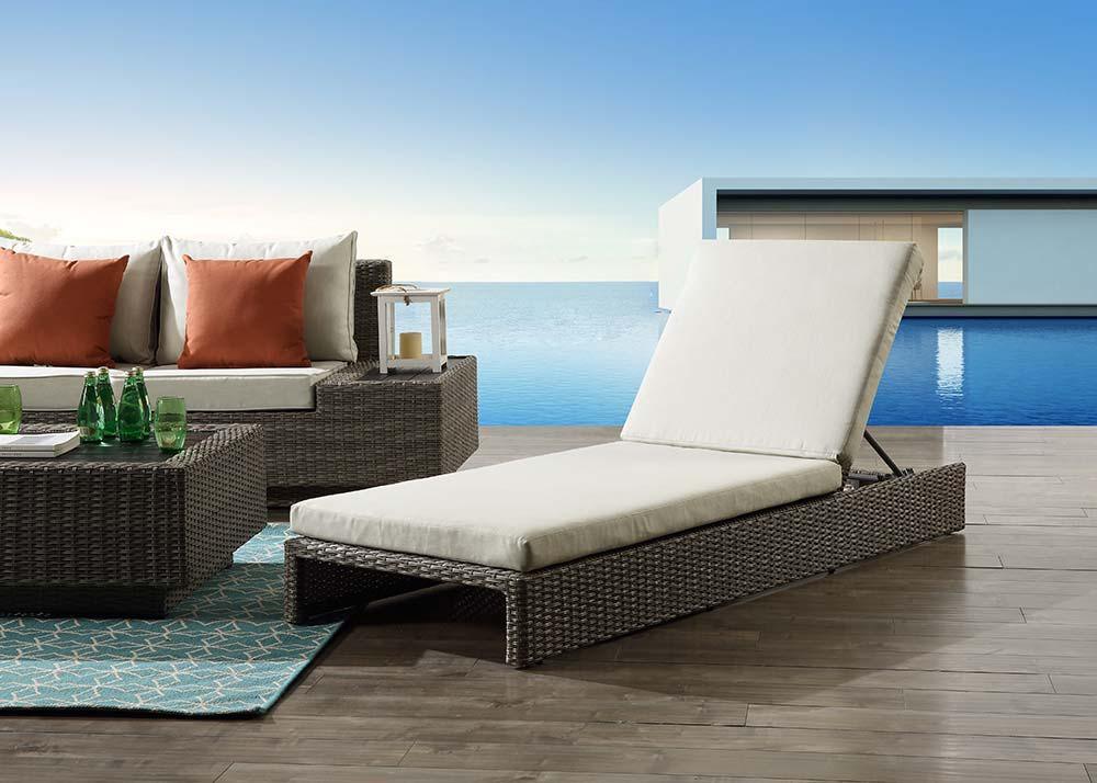 ACME - Salena - Patio Lounge Chair - Beige Fabric & Gray Finish - 8" - 5th Avenue Furniture