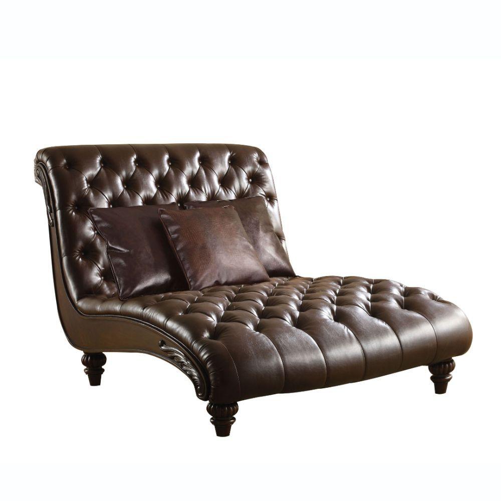 ACME - Anondale - Chaise - 2-Tone Brown PU - 5th Avenue Furniture