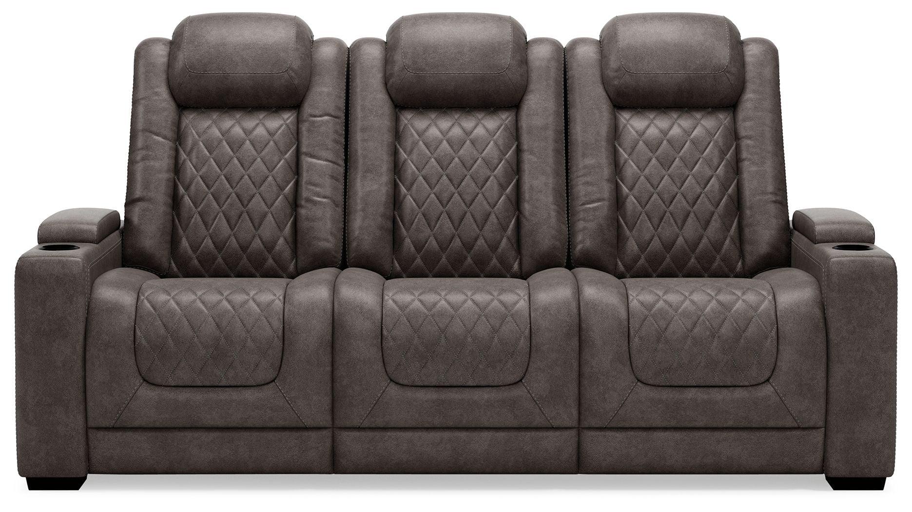 Ashley Furniture - Hyllmont - Gray - Pwr Rec Sofa With Adj Headrest - 5th Avenue Furniture