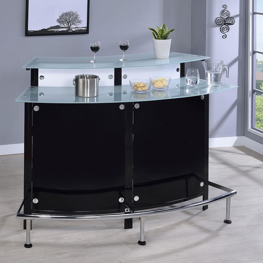 CoasterEssence - Keystone - Glass Top Bar Unit - Black - 5th Avenue Furniture