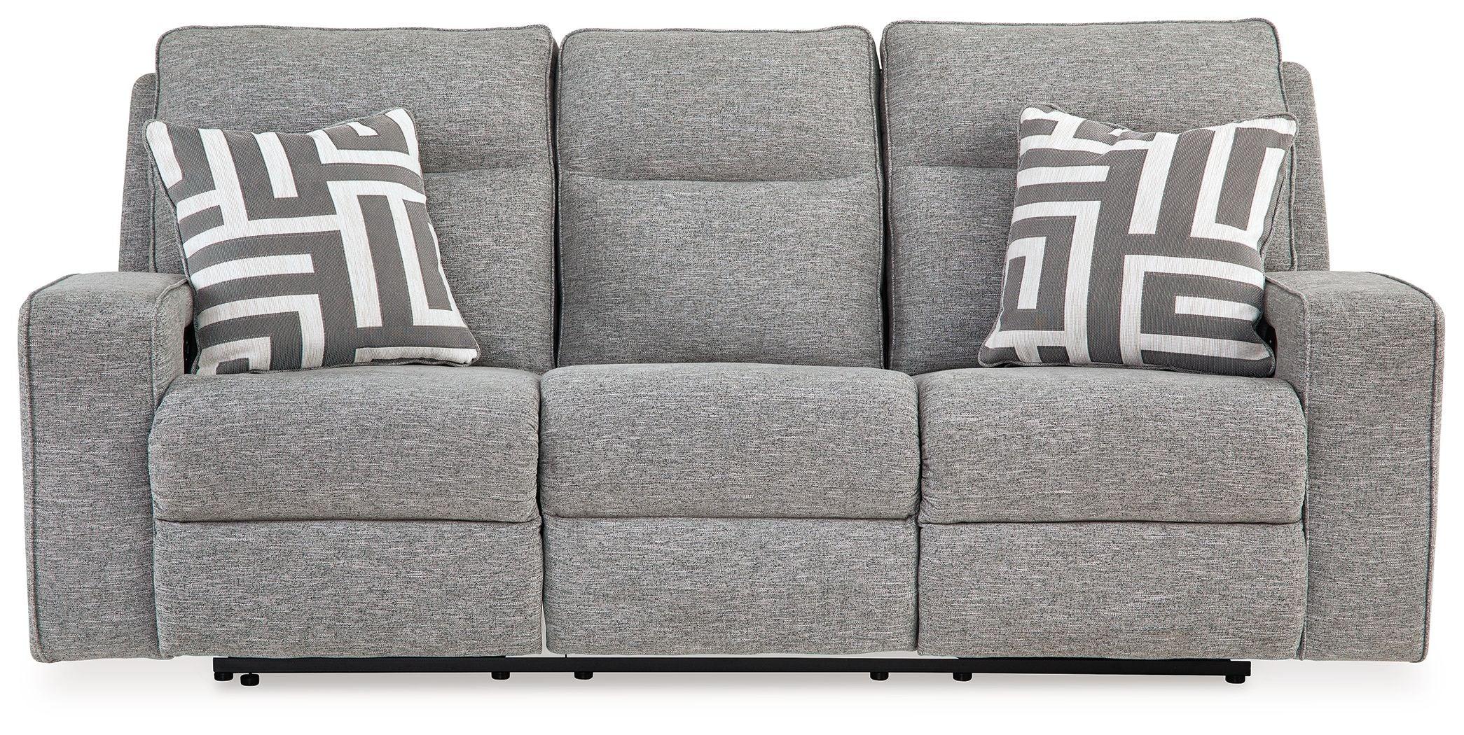 Signature Design by Ashley® - Biscoe - Pewter - Power Reclining Sofa With Adj Headrest - 5th Avenue Furniture