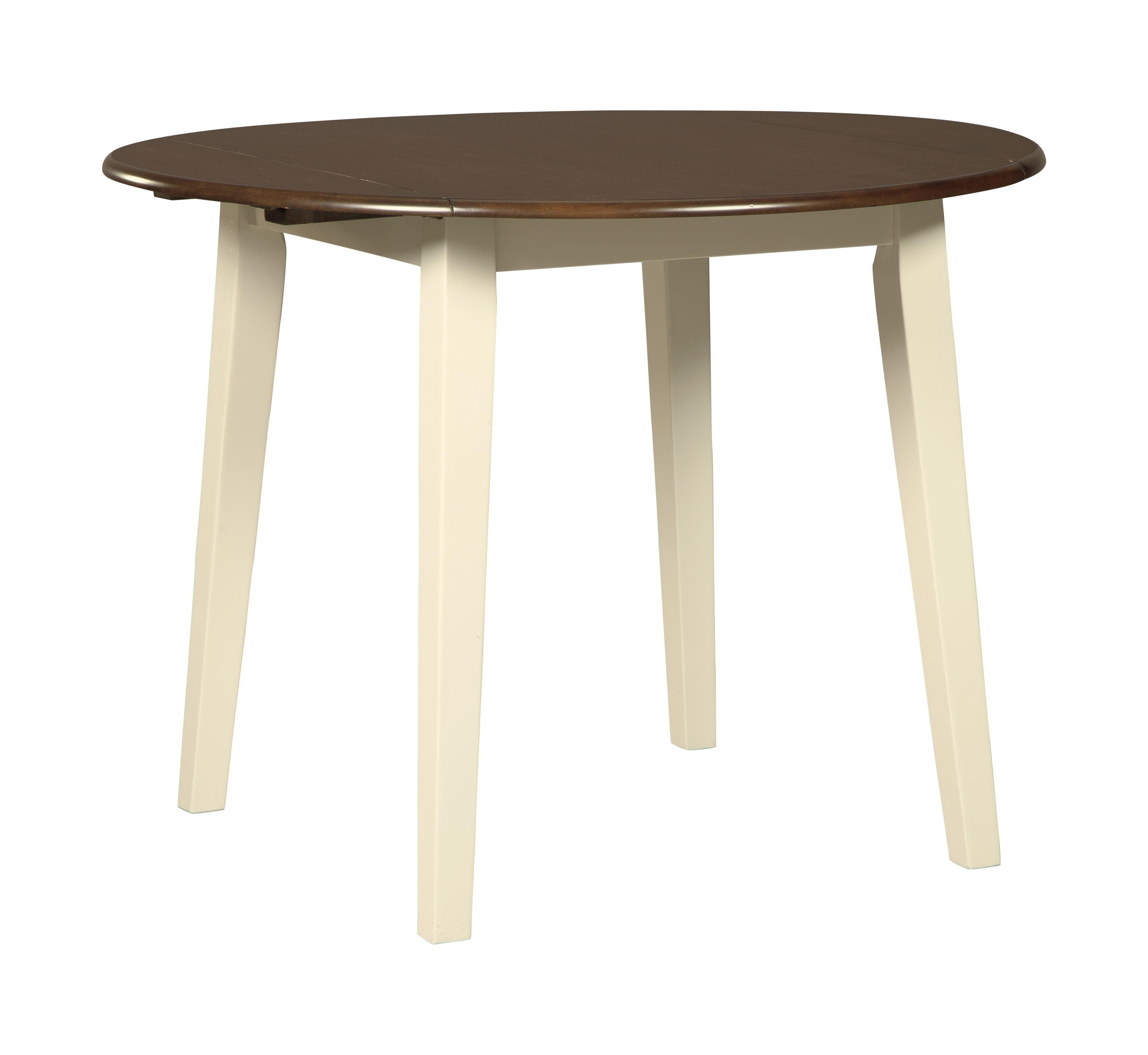 Signature Design by Ashley® - Woodanville - Cream / Brown - Round Drm Drop Leaf Table - 5th Avenue Furniture