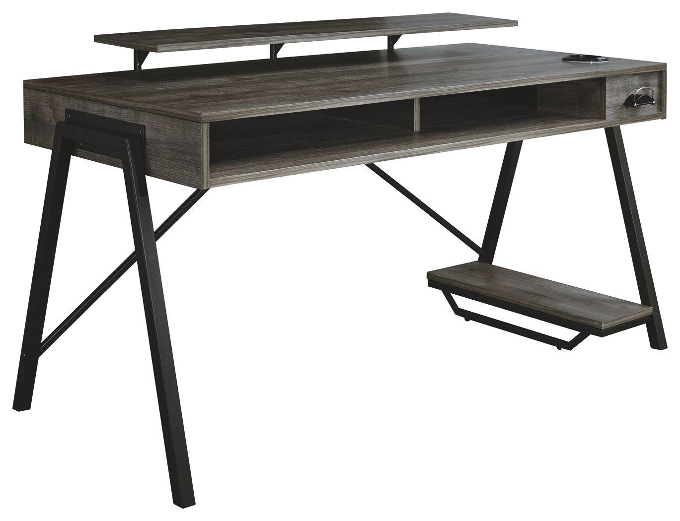 Ashley Furniture - Barolli - Gunmetal Gray - Gaming Desk - 5th Avenue Furniture