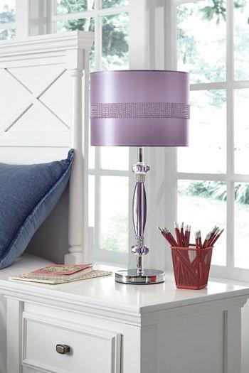 Ashley Furniture - Nyssa - Purple - Metal Table Lamp - 5th Avenue Furniture