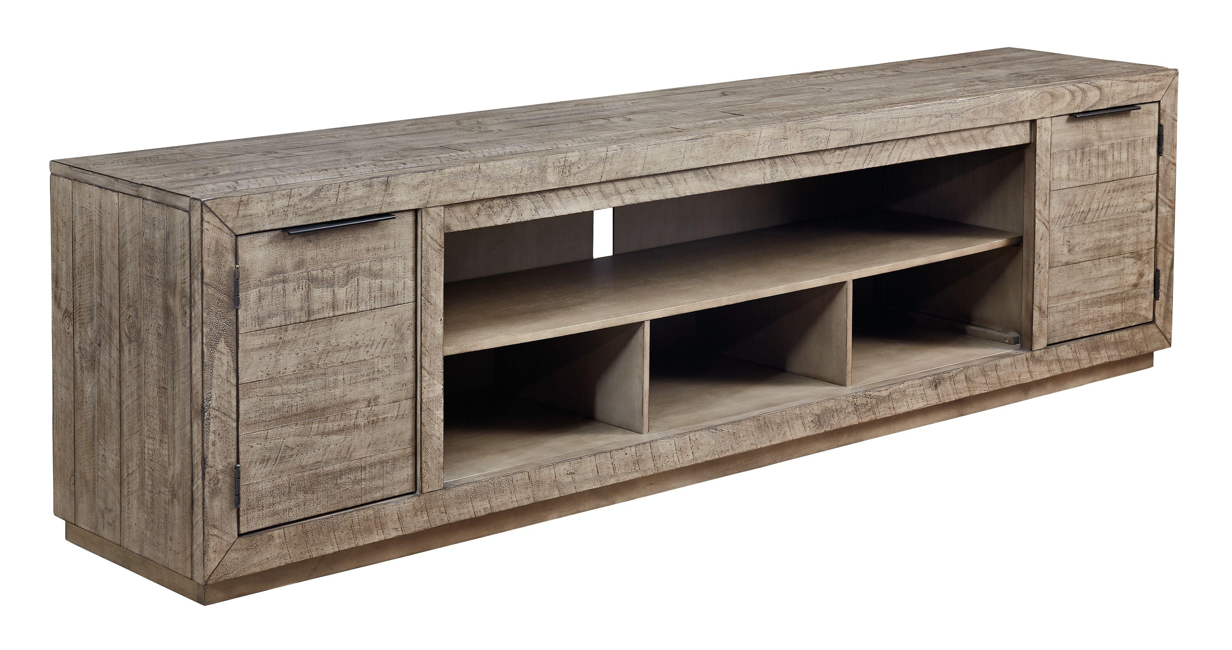 Signature Design by Ashley® - Krystanza - Weathered Gray - Xl TV Stand W/Fireplace Option - 5th Avenue Furniture