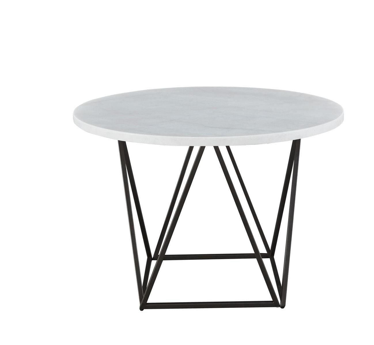 Steve Silver Furniture - Ramona - Marble Top Round Dining Table - White - 5th Avenue Furniture