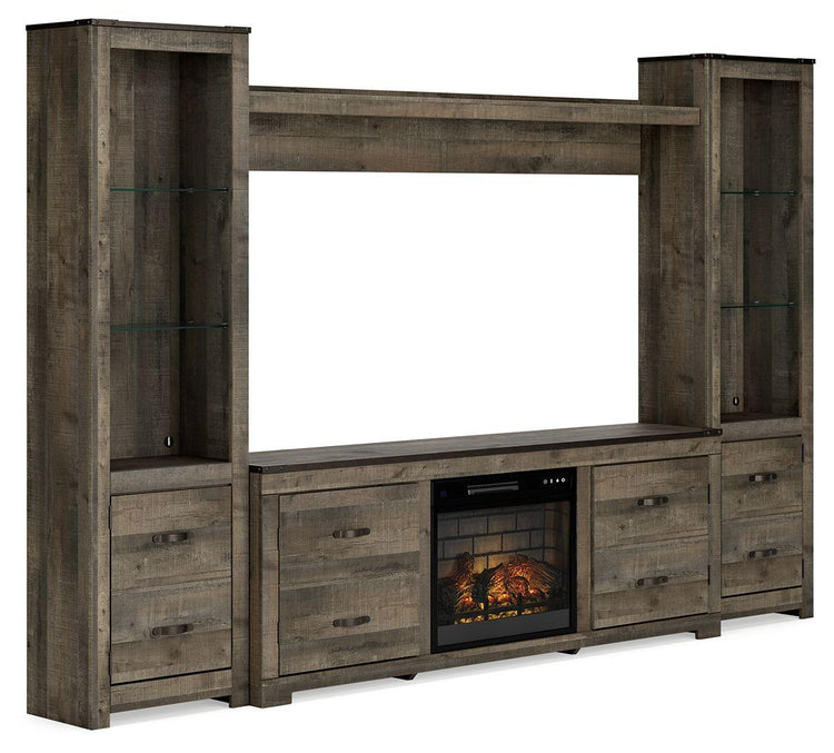 Signature Design by Ashley® - Trinell - 4-Piece Entertainment Center With TV Stand And Fireplace Insert - 5th Avenue Furniture